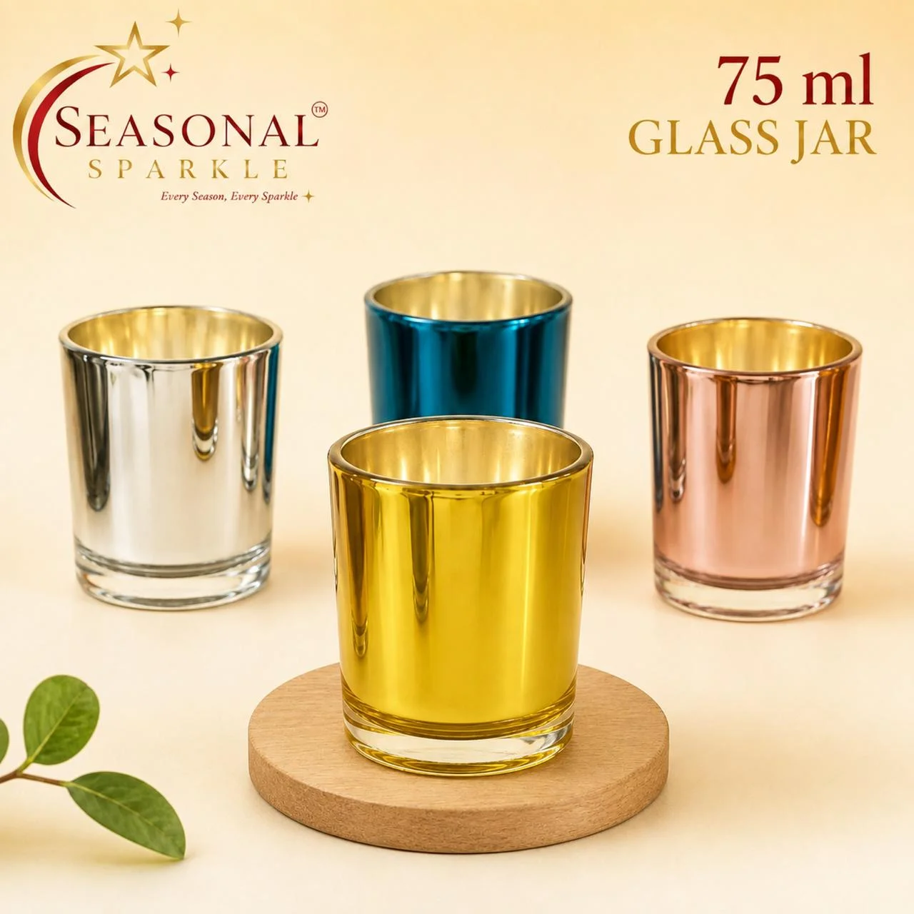 75ml Metallic Glass Jar (moq 6 pcs)