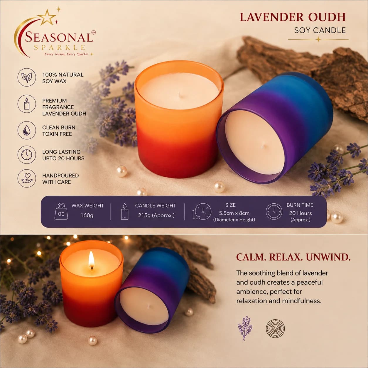 Lavender Oudh Soy Candle