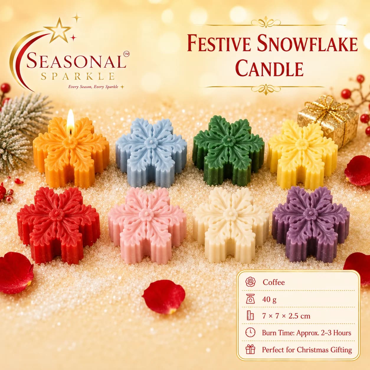 Festive Snowflake Candle (set of 2)