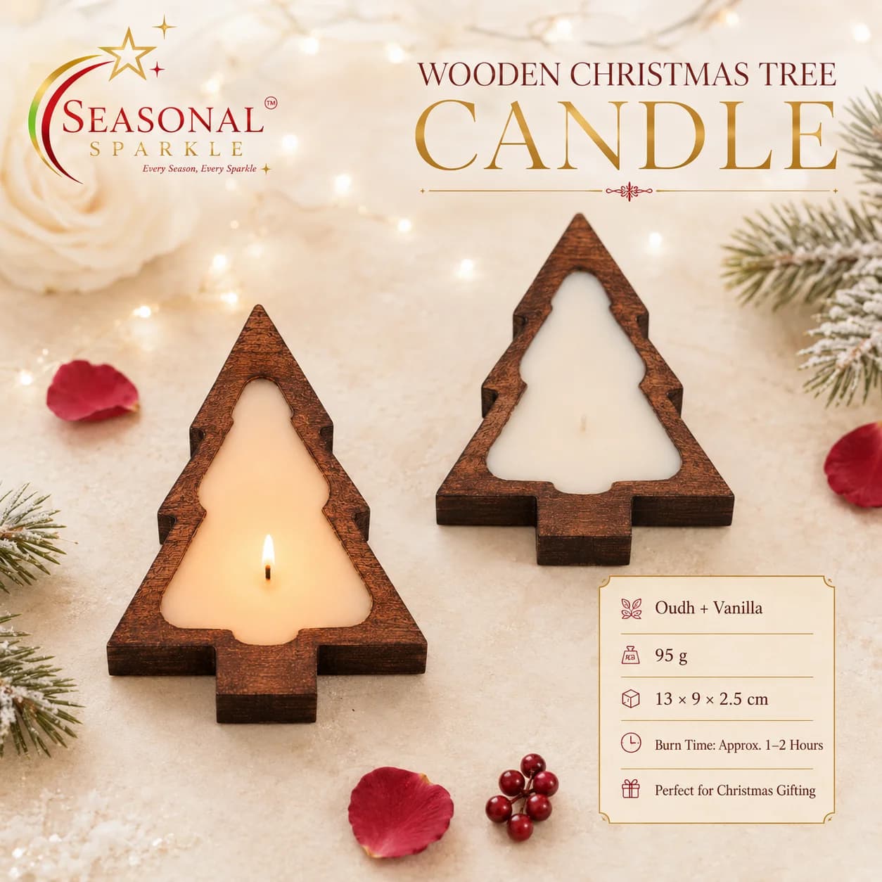 Wooden Christmas Tree Candle