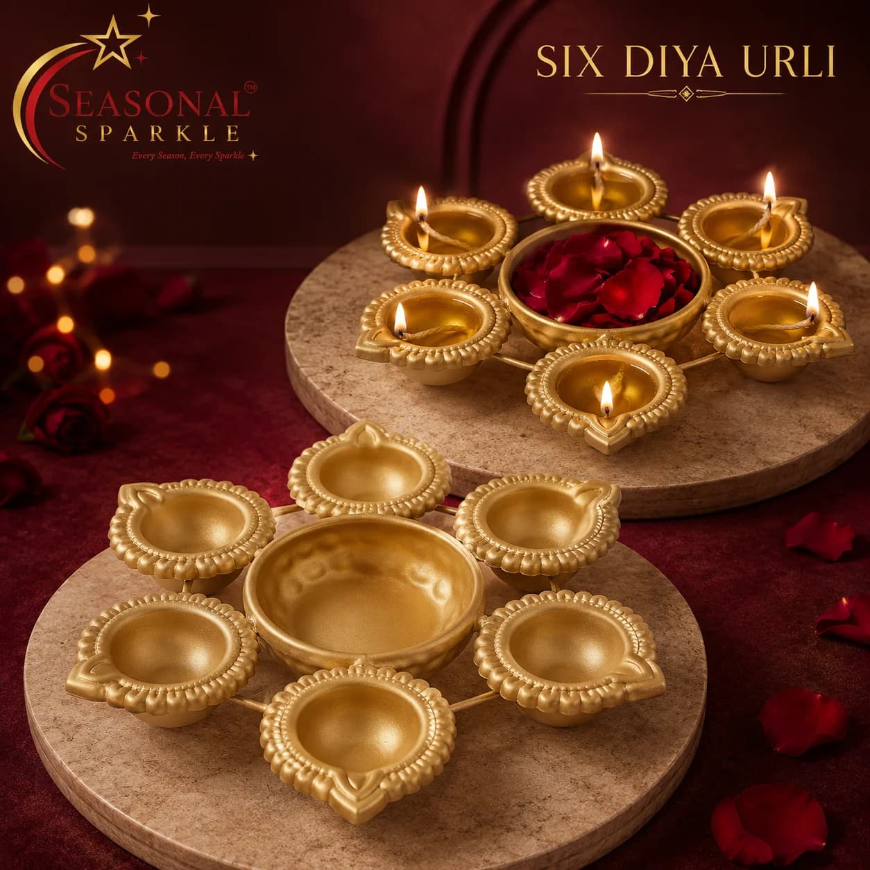 Six Diya Metal Urli Stand (moq 2 pcs)