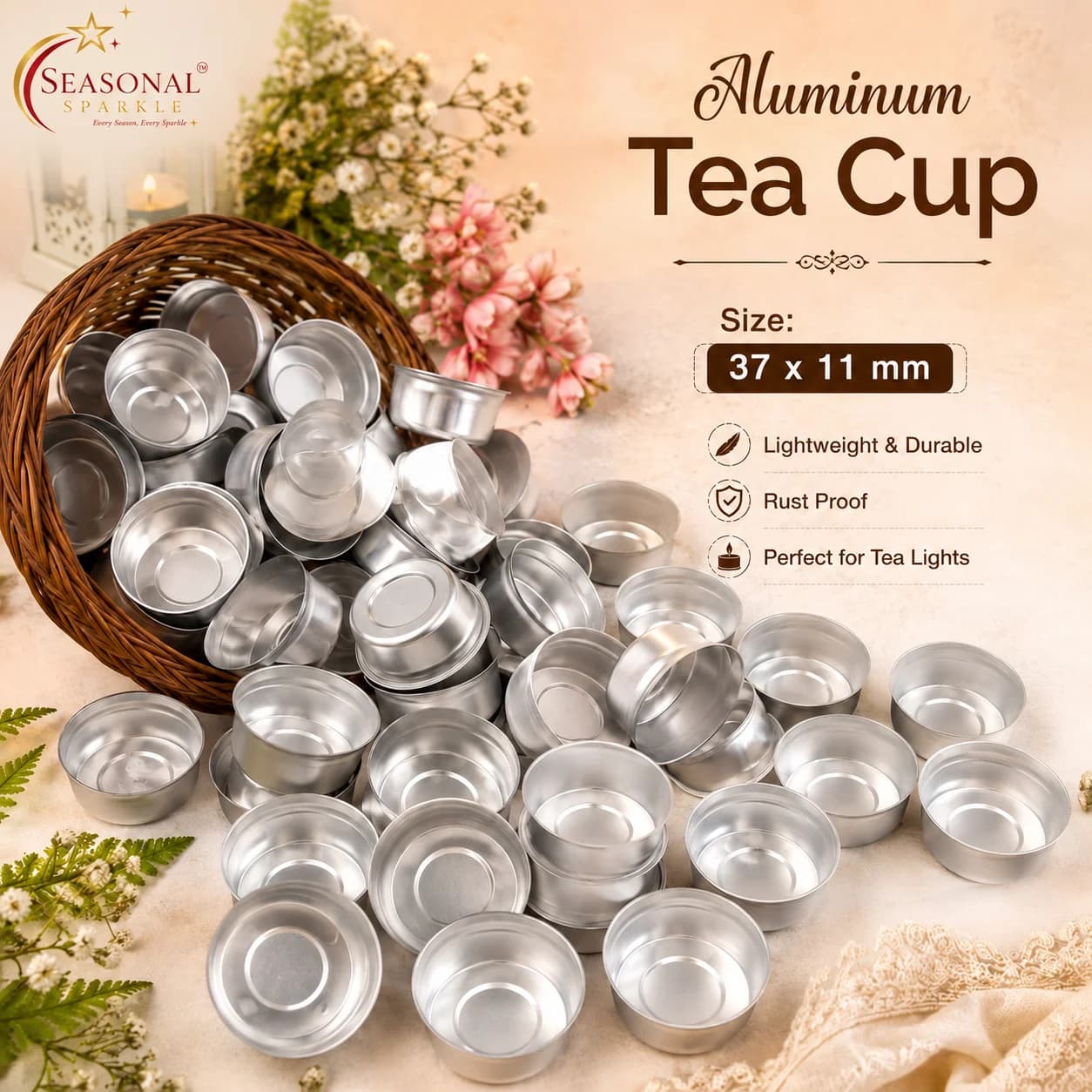 Deep Aluminum Tealight Cups (37 x 11 mm) (500pcs pkd)