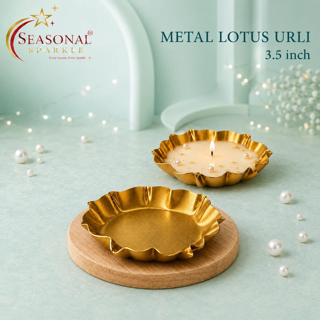 Metal Lotus Urli (3.5 Inch)