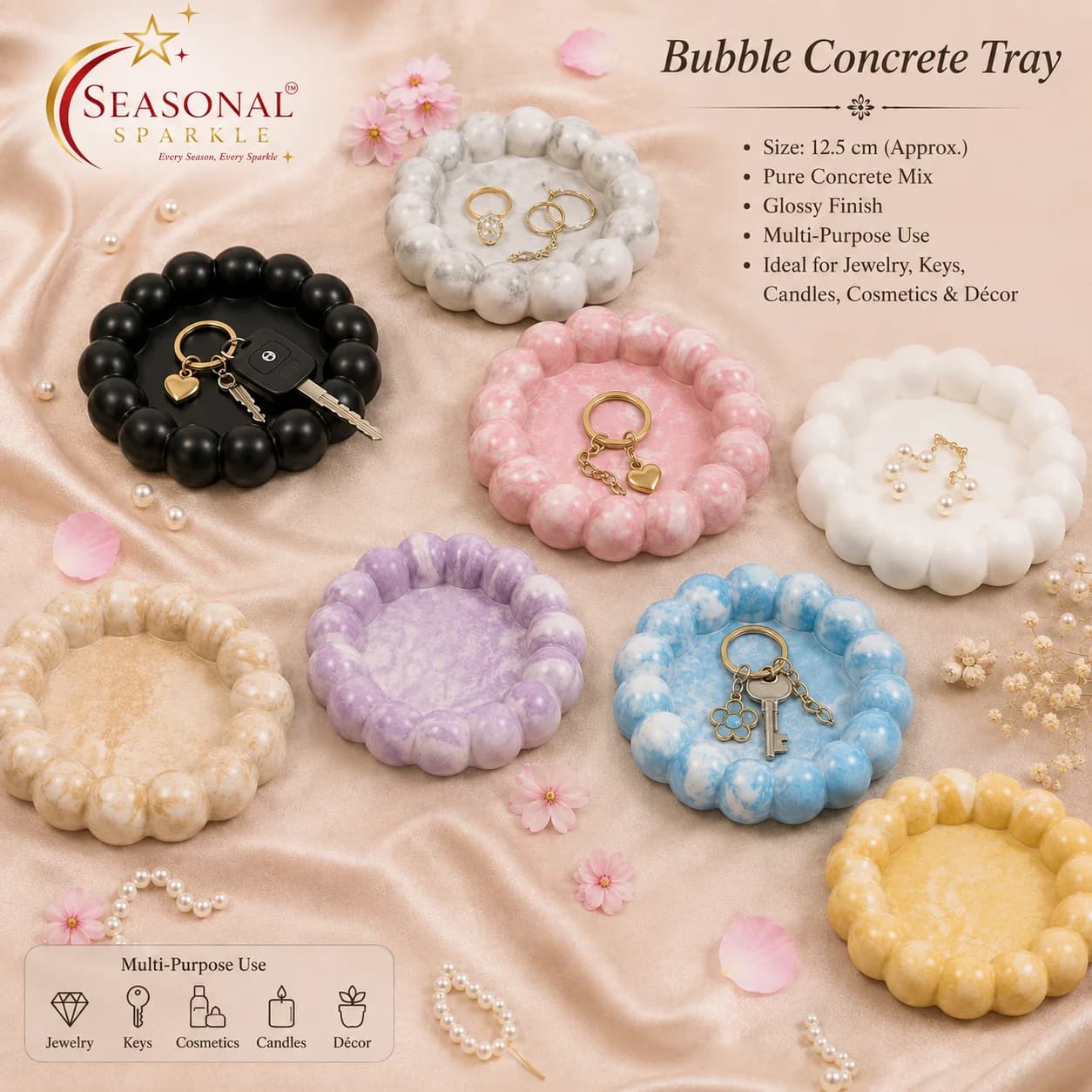 Bubble Concrete Tray (12.5 cm) (moq 5 pcs)