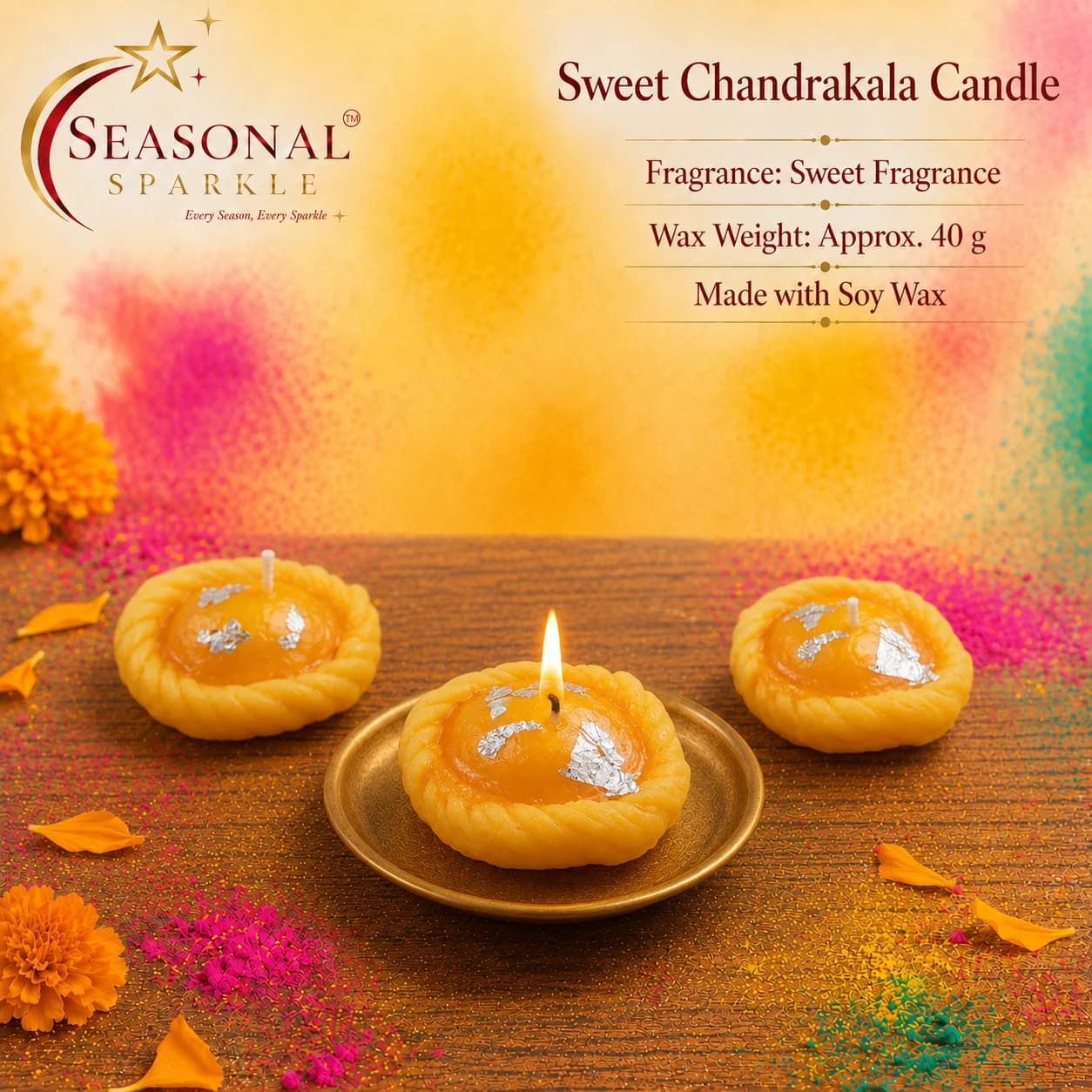 Sweet Chandrakala Festival Candle (set of 3)