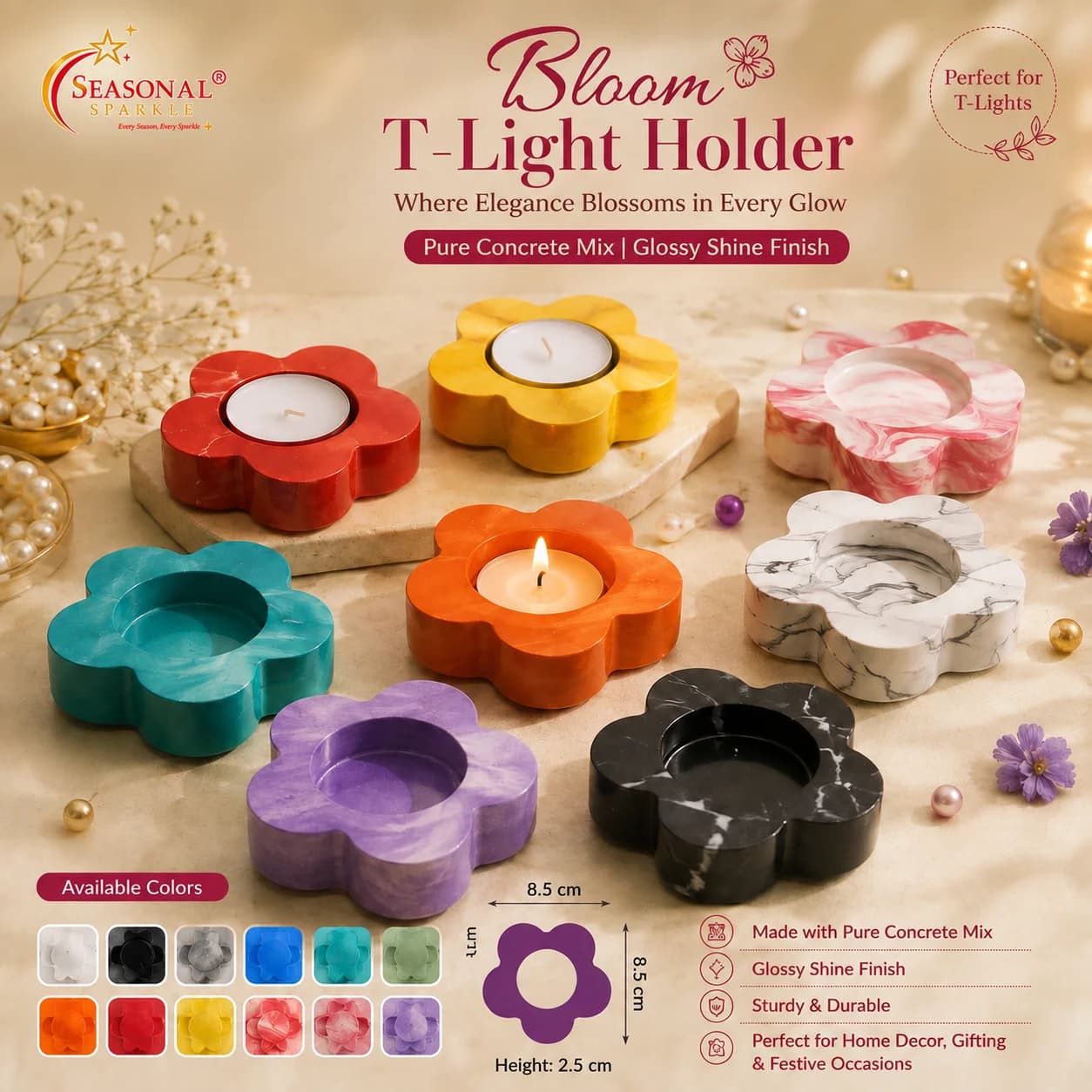 Bloom Concrete T-Light Holder (moq 10 pcs)