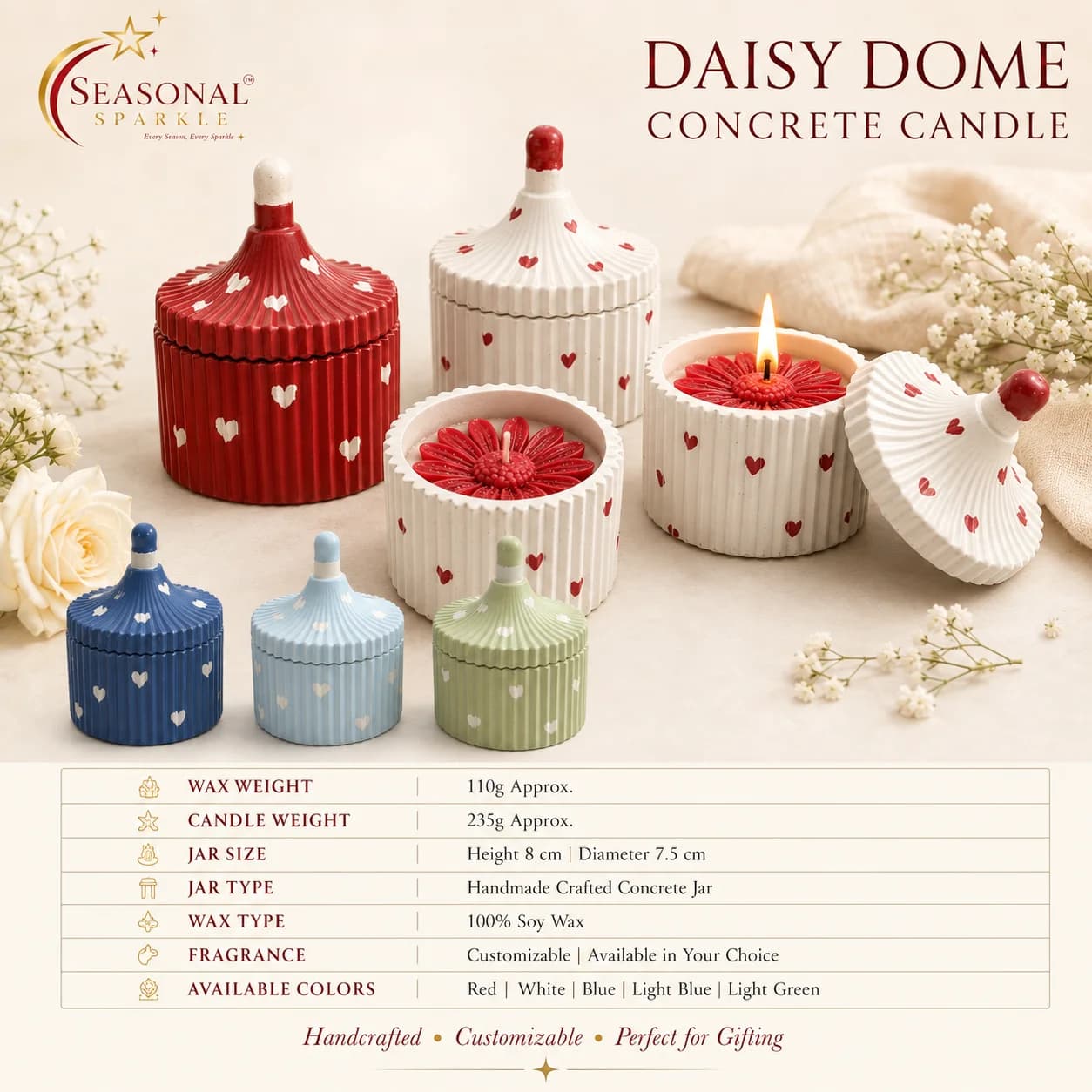 Daisy Dome Scented Concrete Candle