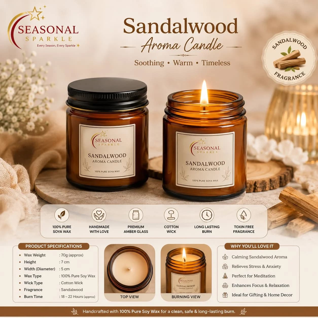 Sandalwood Aroma Candle