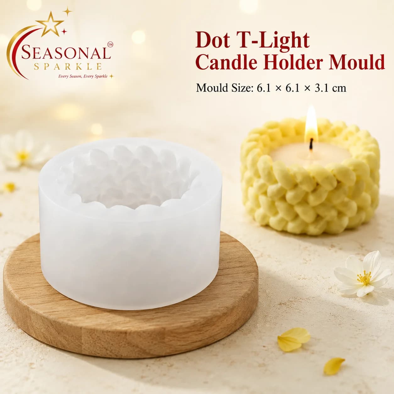 Dot T-Light Candle Holder Mould (6.1cm)