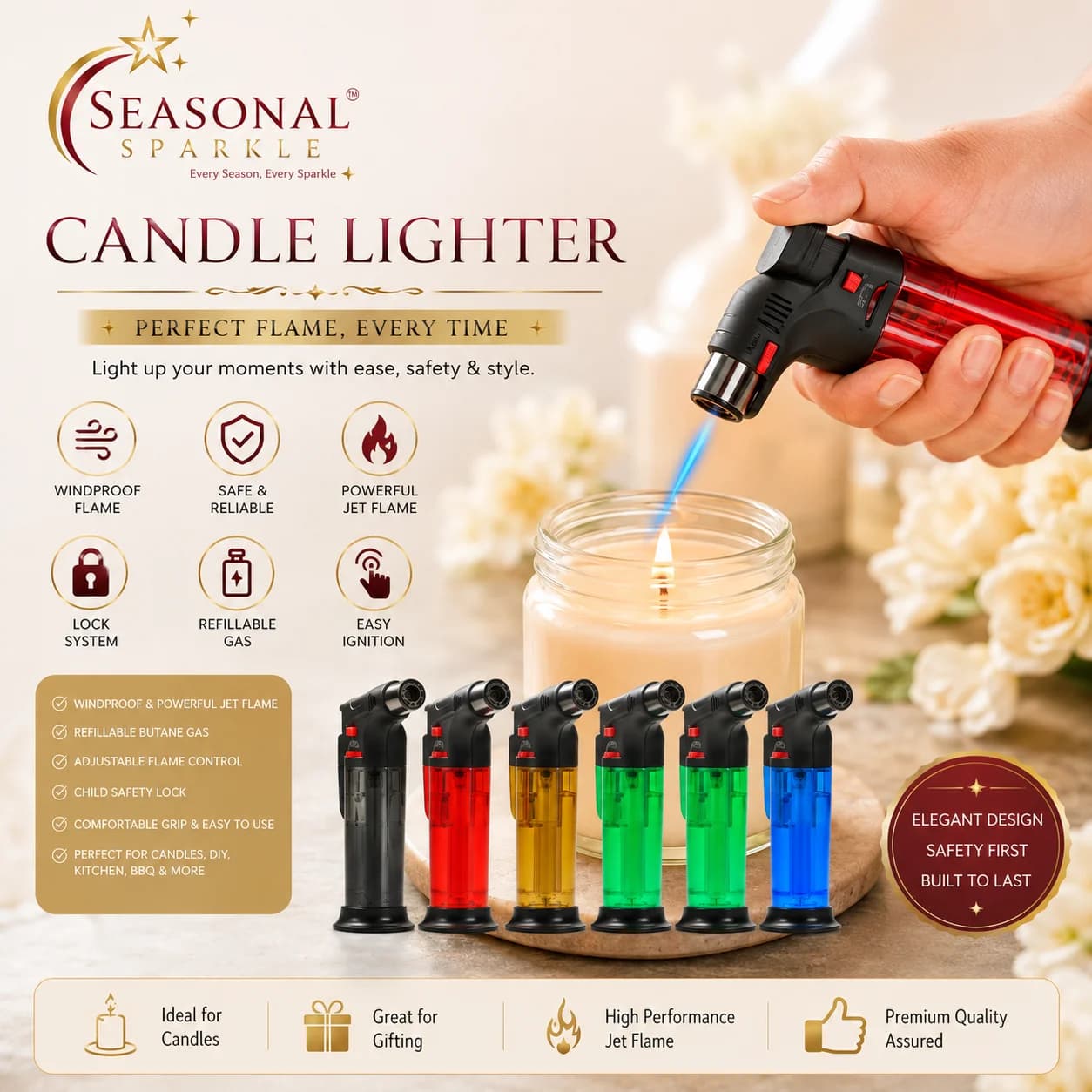 Windproof Jet Flame Candle Lighter