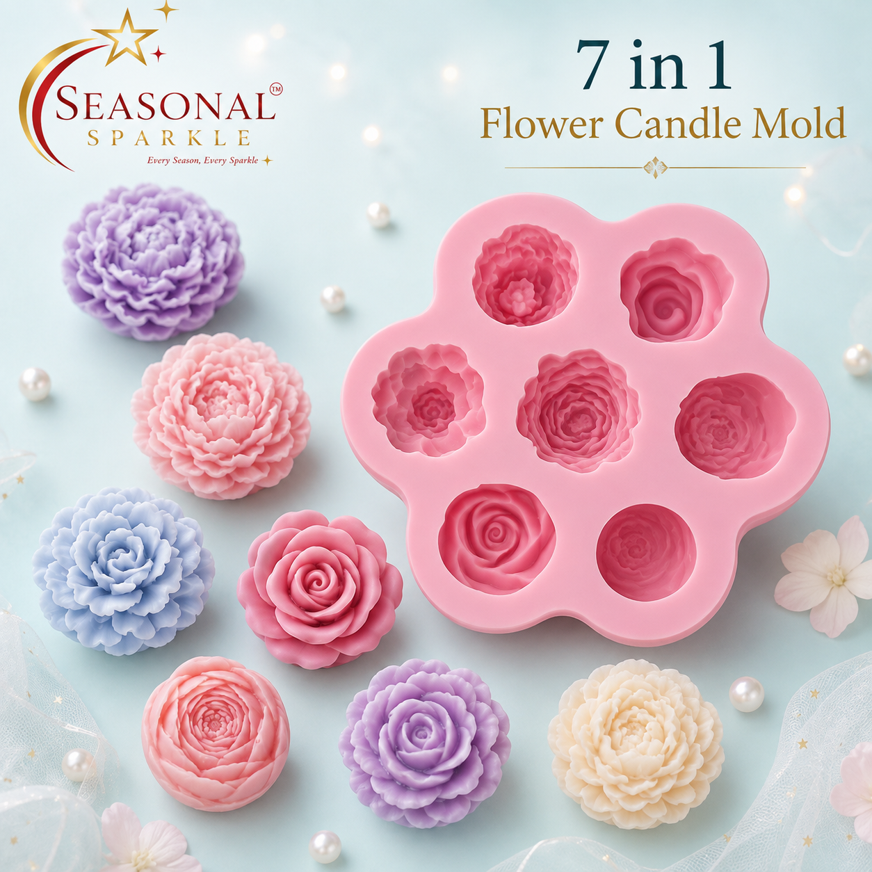 7-in-1 Flower Candle Silicone Mould