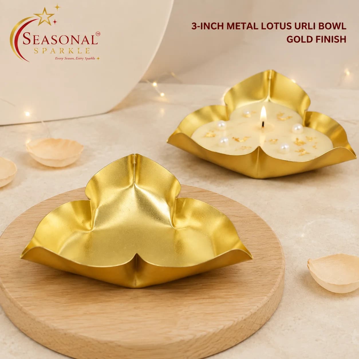 Metal Lotus Urli Bowl - Gold Finish (3 Inch) (moq 5 pcs)