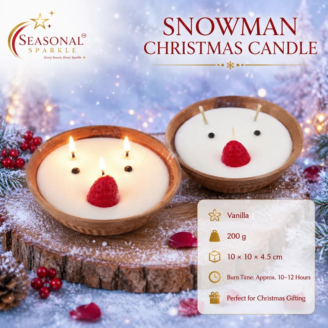 Snowman Christmas Candle