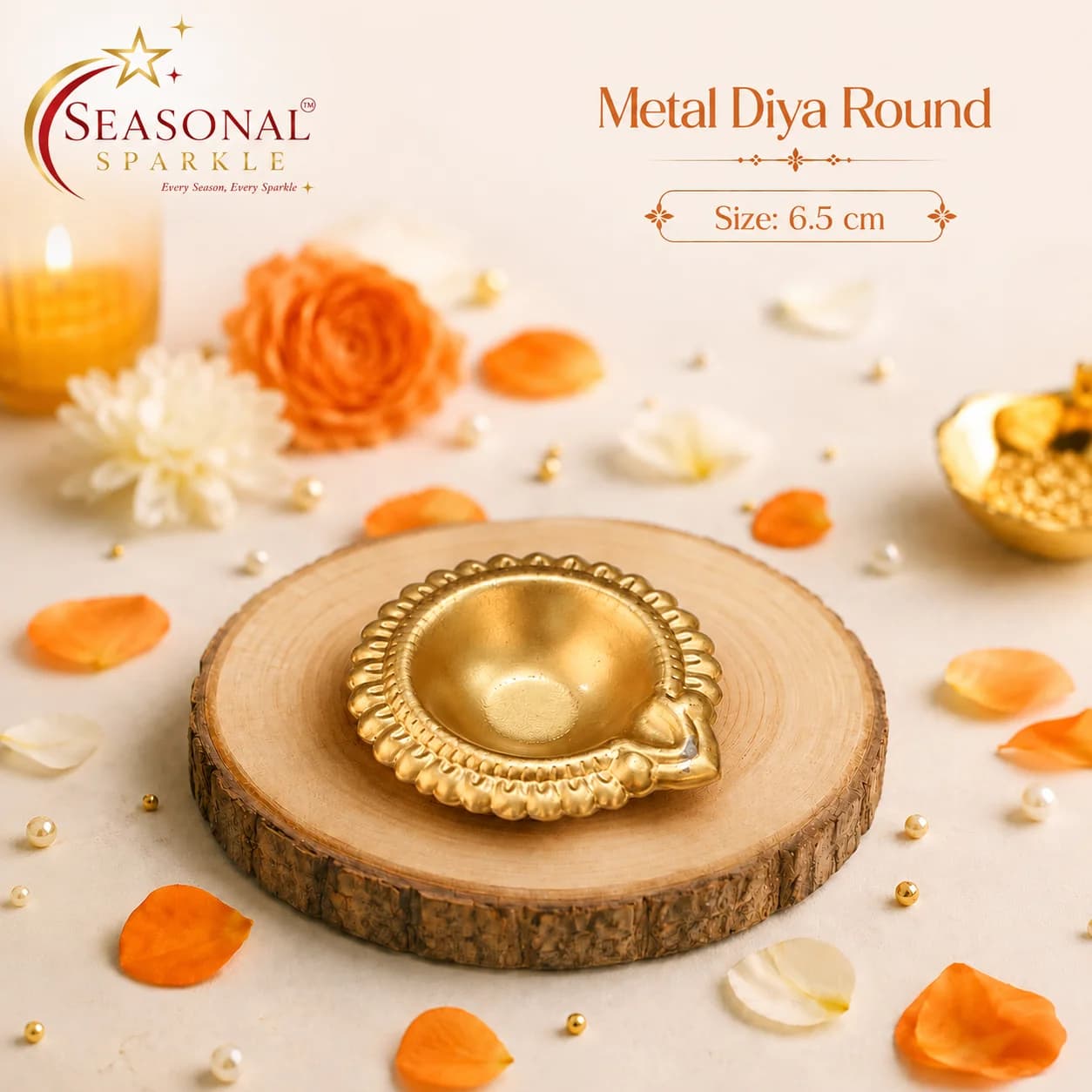 Round Metal Diya Stand (6.5cm) (moq 5 pcs)