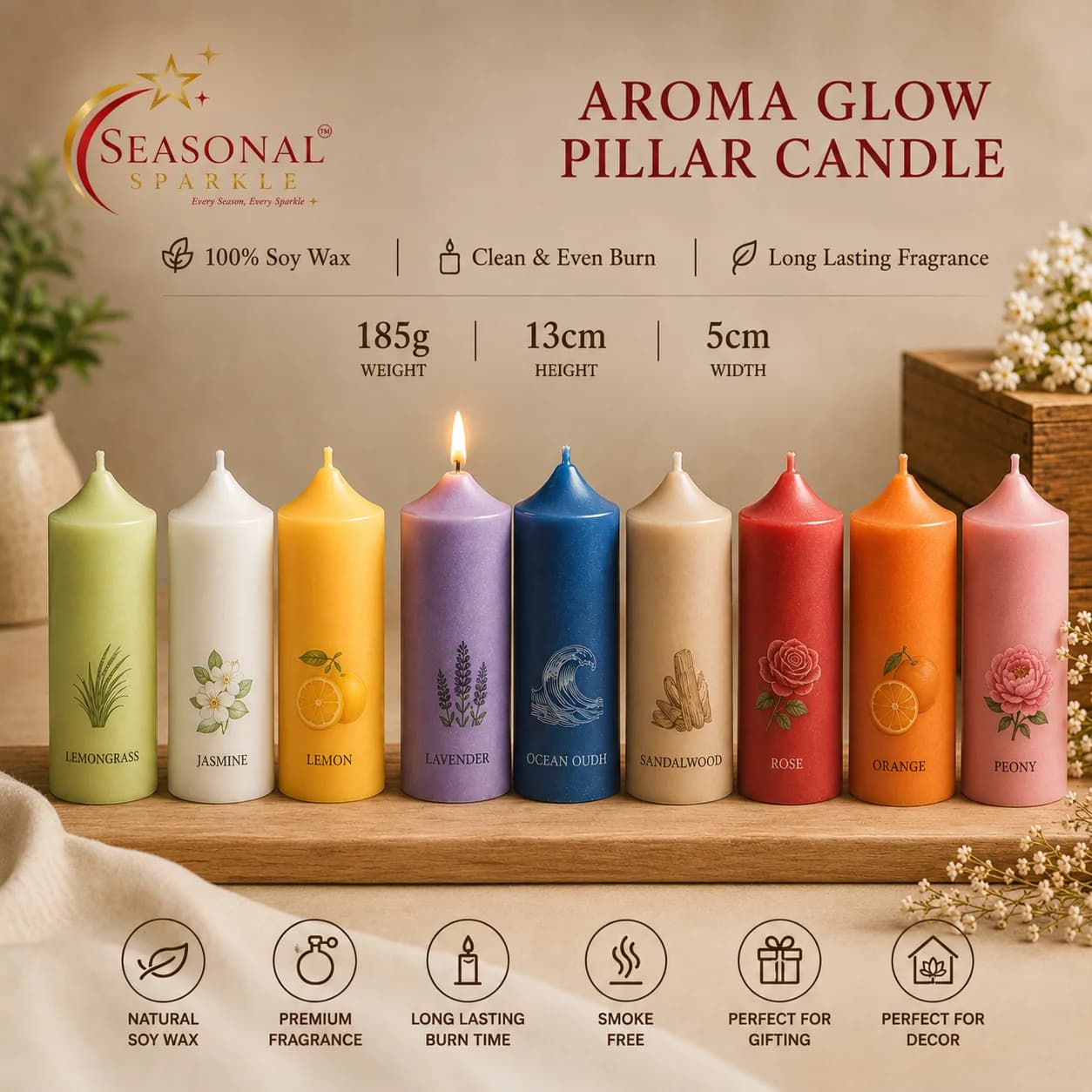 Aroma Glow Pillar Candle