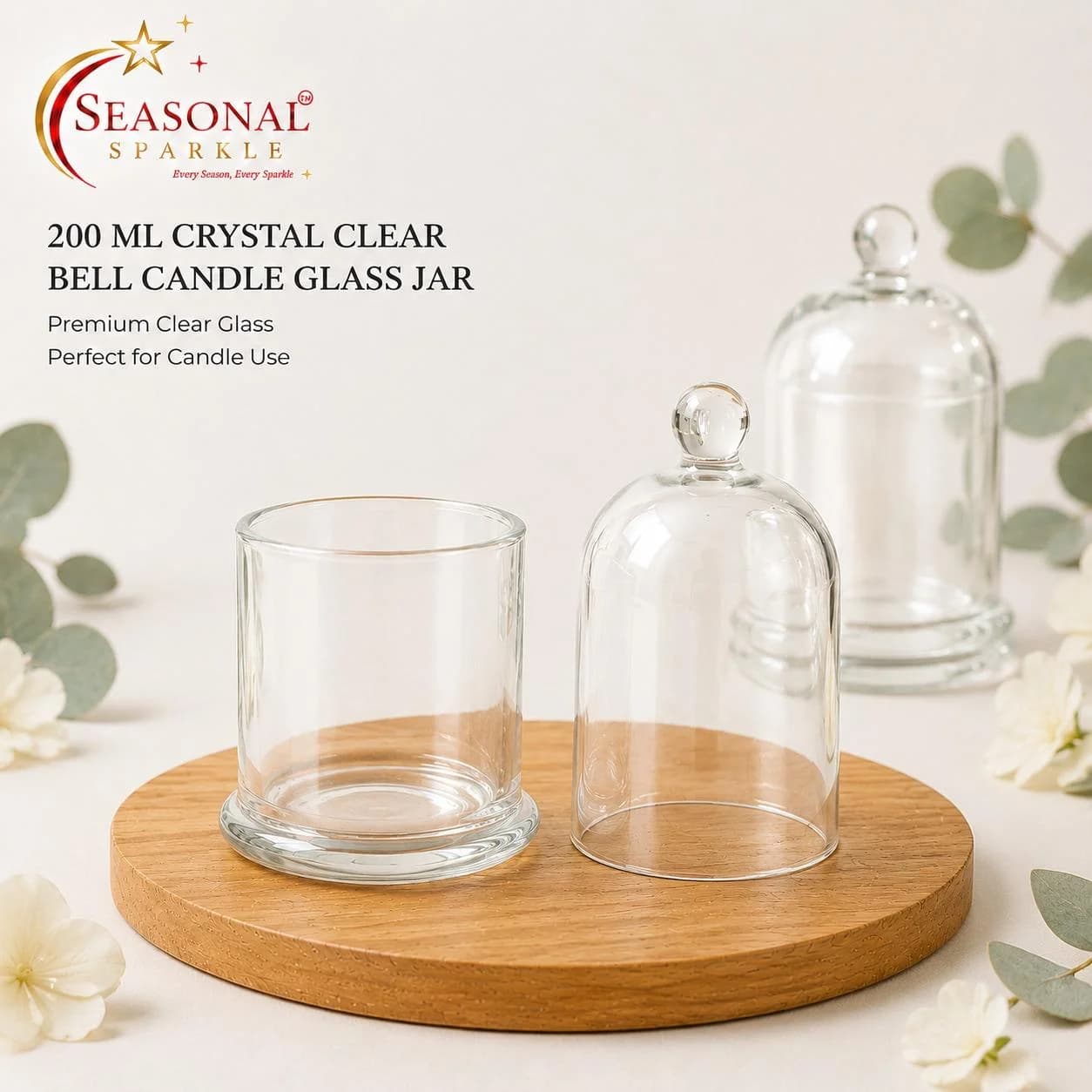 200ml Crystal Clear Bell Candle Glass Jar (moq 2 pcs)