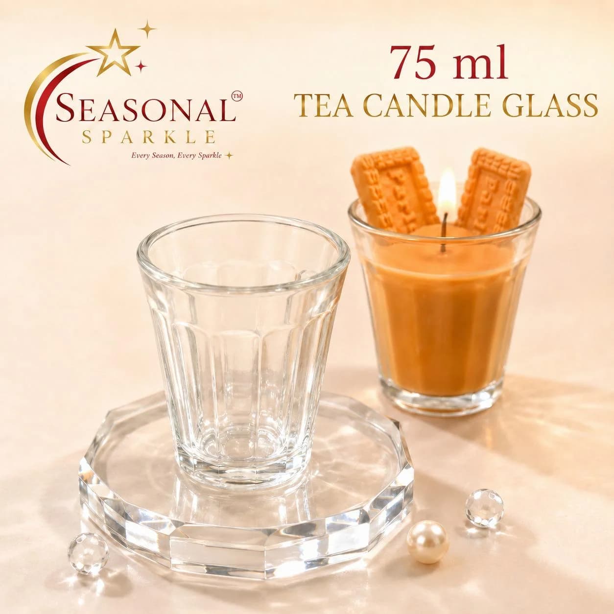 75ml Tea Candle Glass (moq 12 pcs)