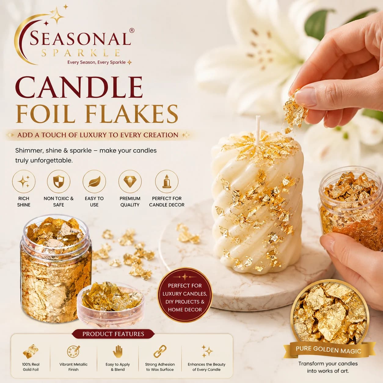 Metallic Candle Foil Flakes (Gold)
