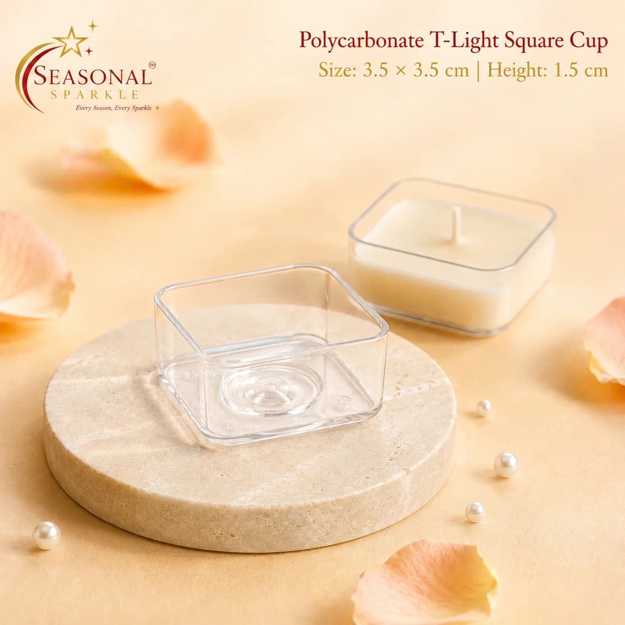 Polycarbonate Square T-Light Cup (3.5cm)