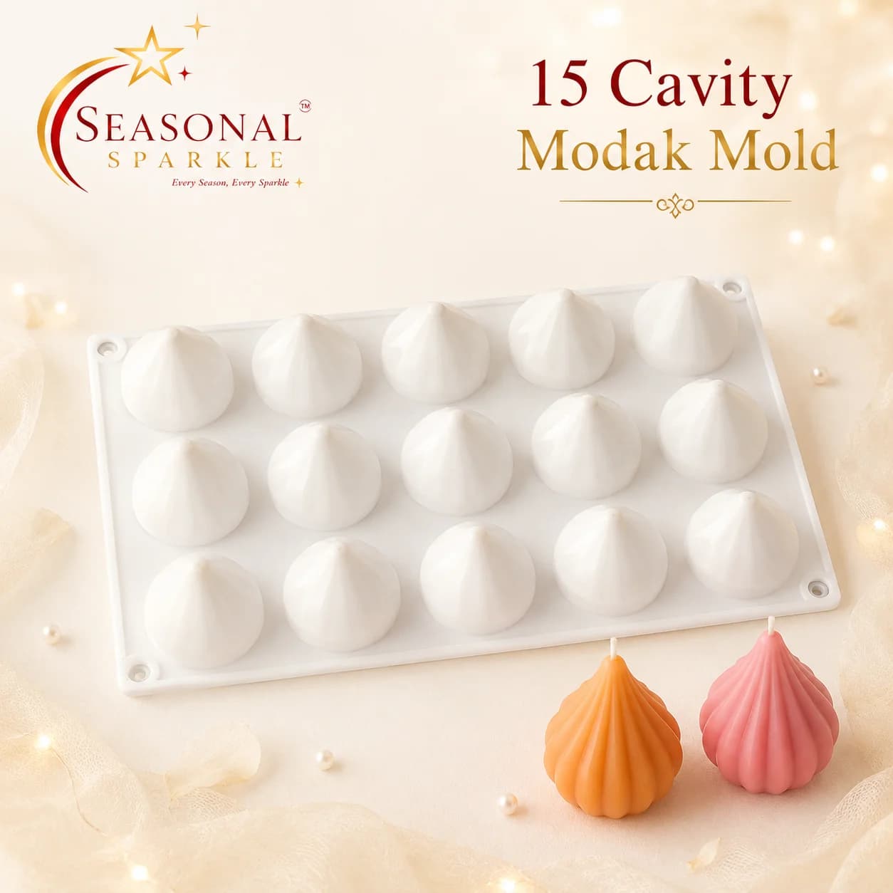 15-Cavity Festive Modak Silicone Mould
