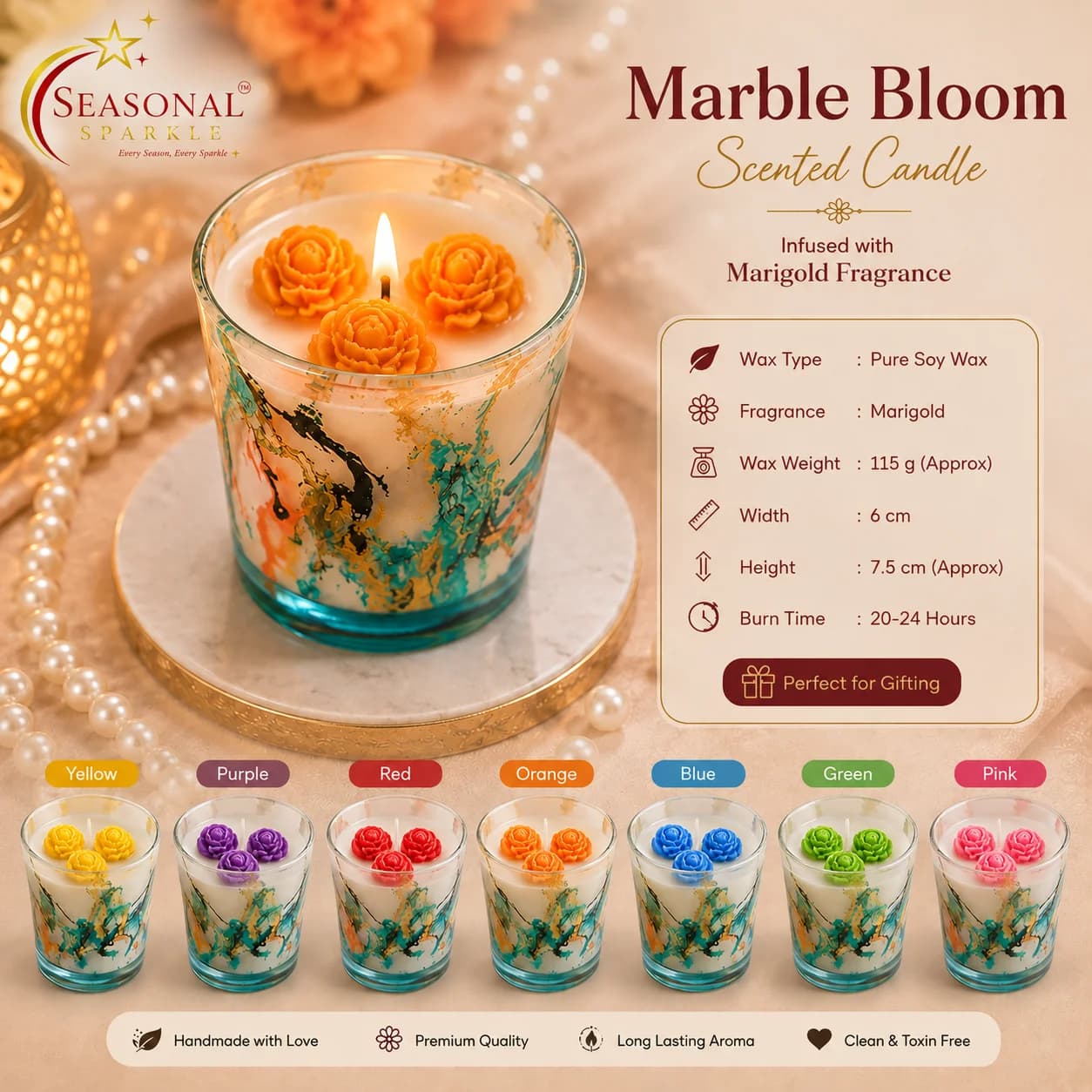 Marble Bloom Scented Candle
