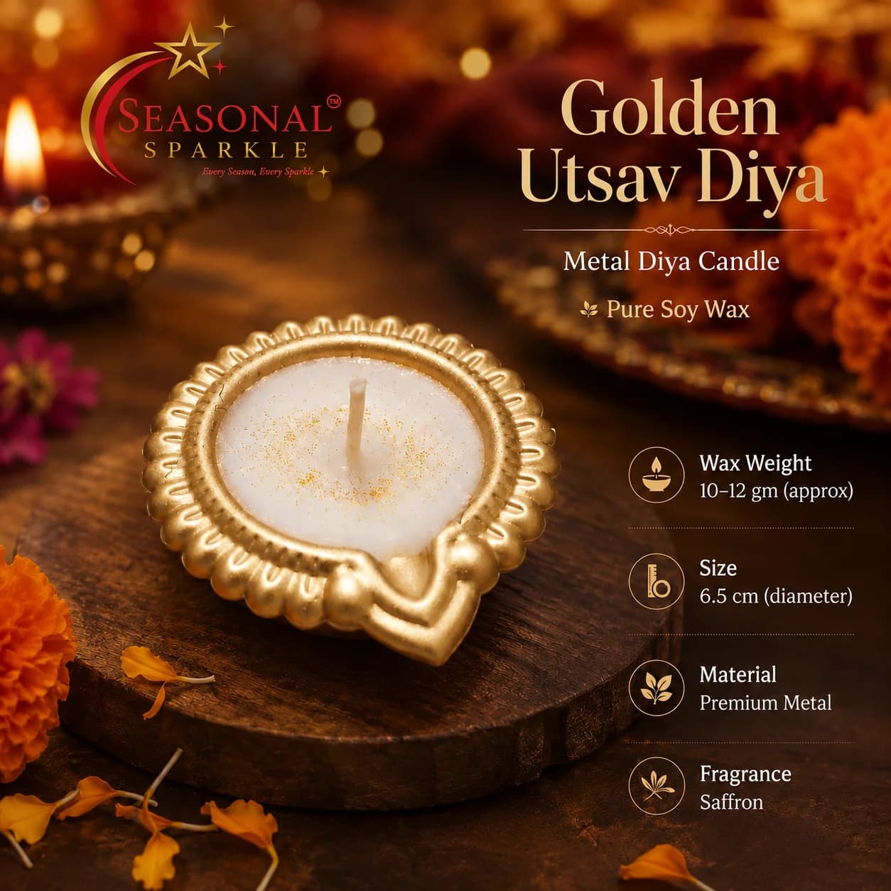 Golden Utsav Diya (set of 2)