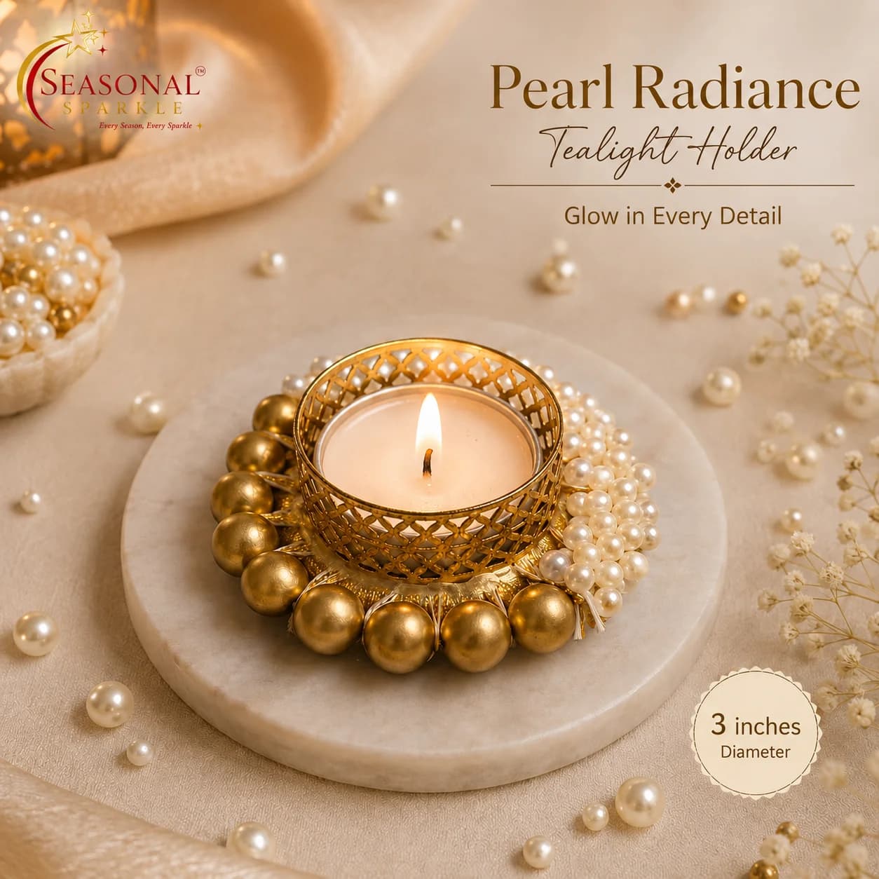 Pearl Radiance Tealight Holder (set of 2)