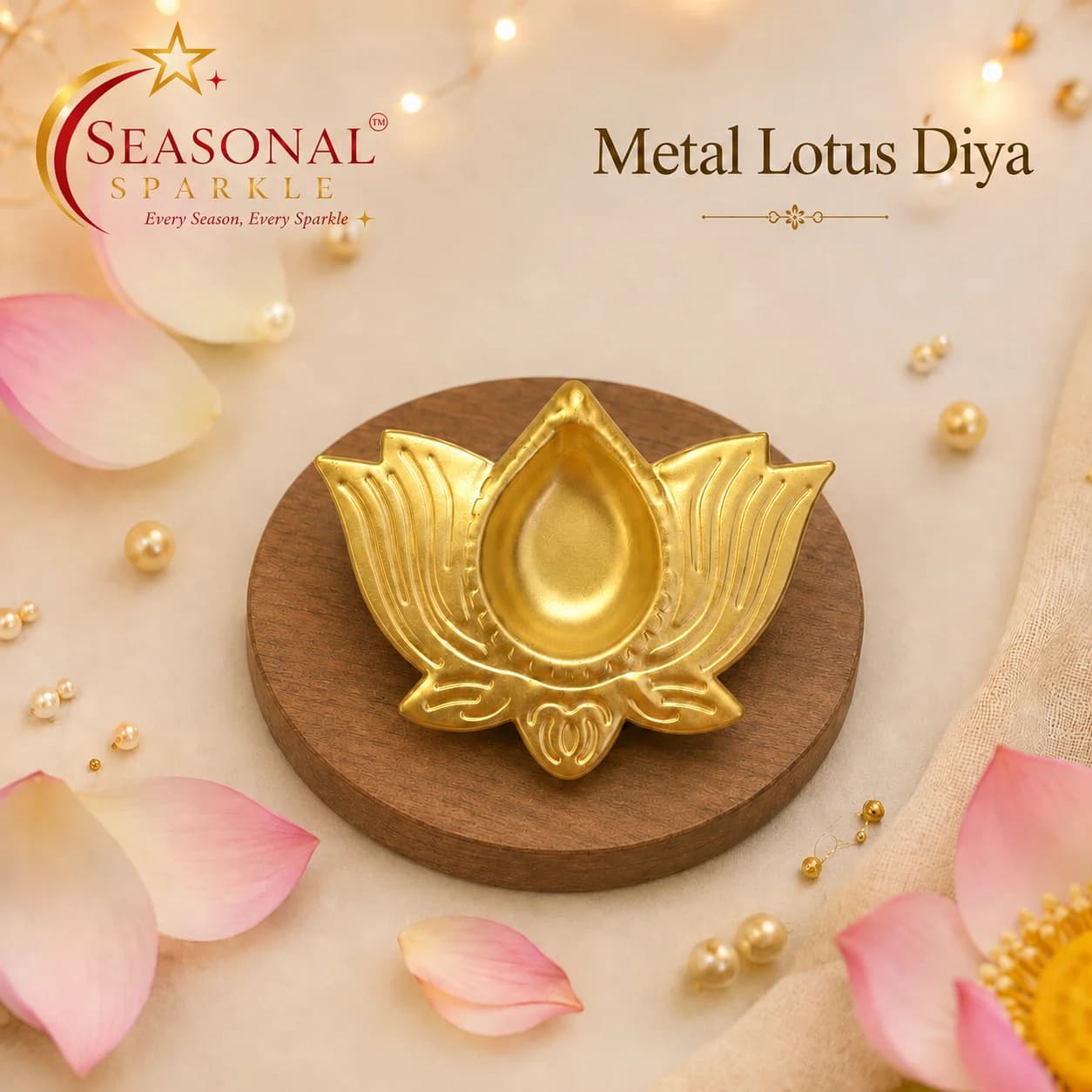 Sacred Lotus Metal Diya Holder (moq 5 pcs)
