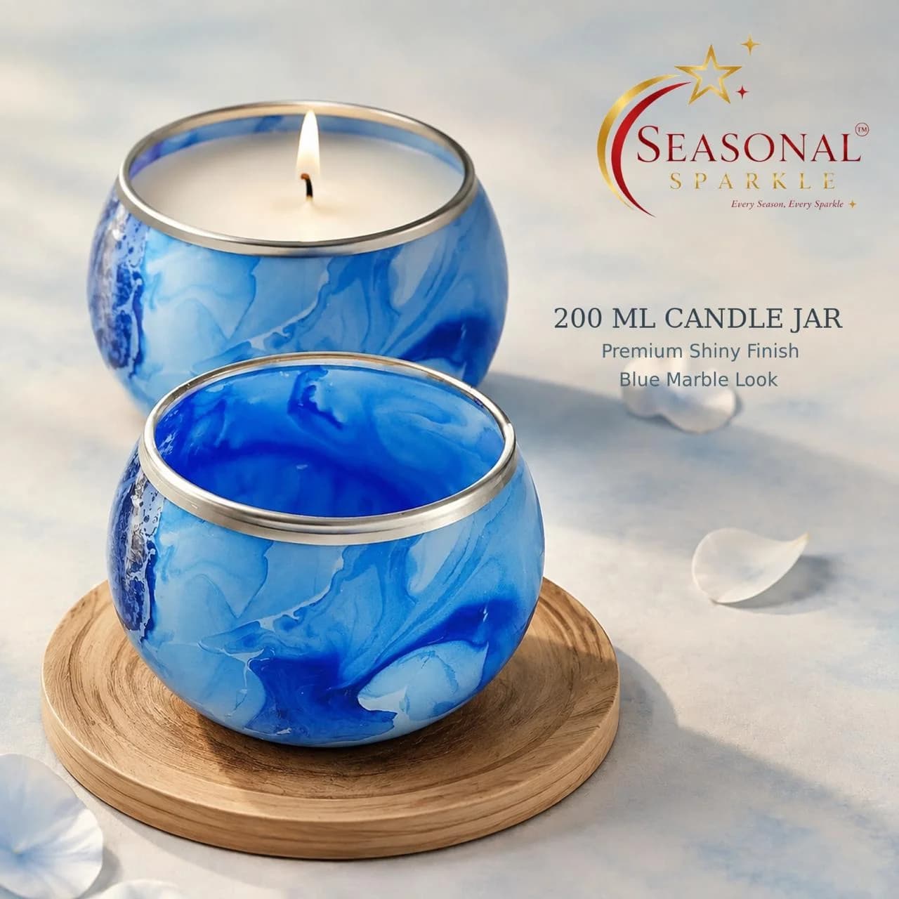 200ml Blue Marble Candle Jar (moq 2 pcs)