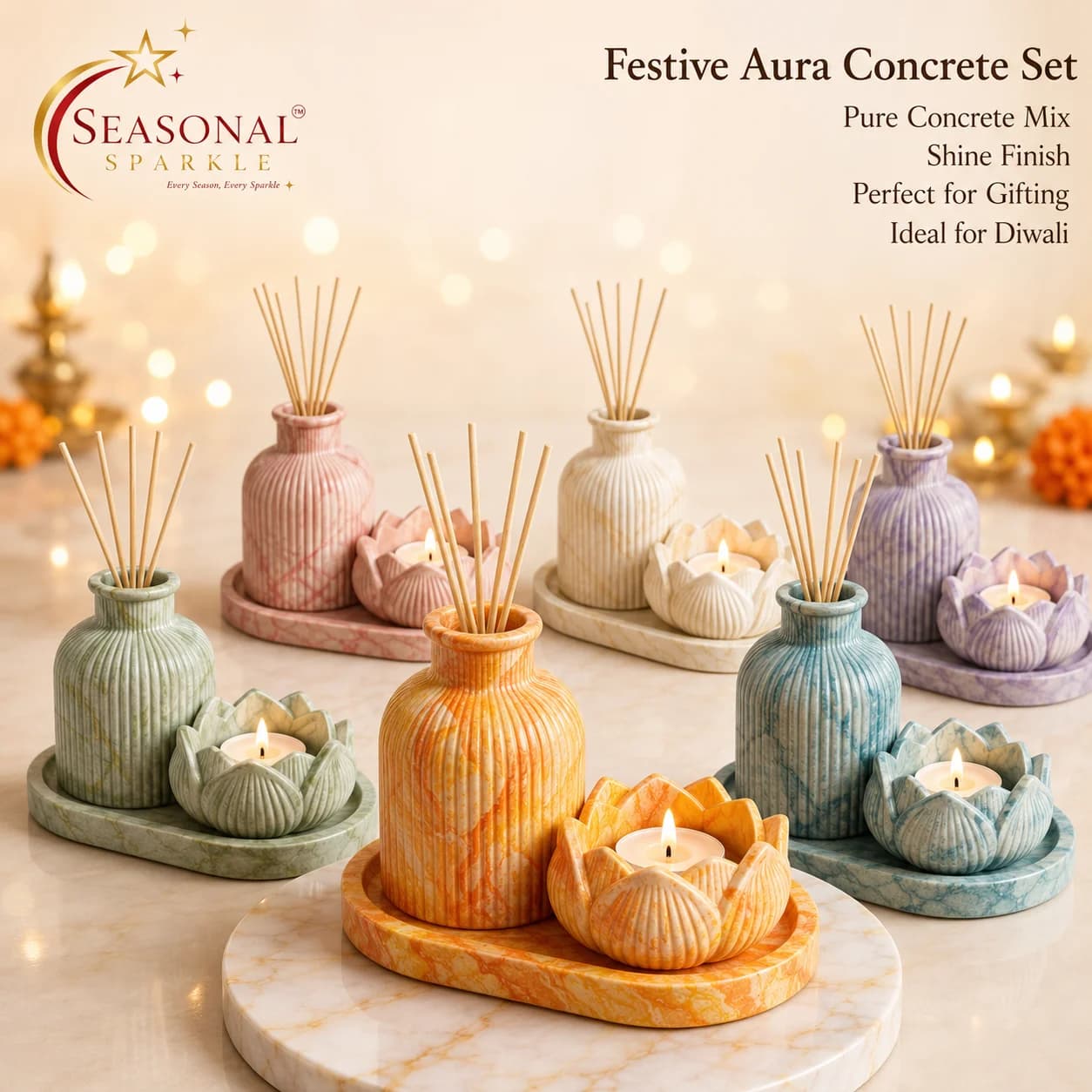 Festive Aura Concrete Candle Gift Set