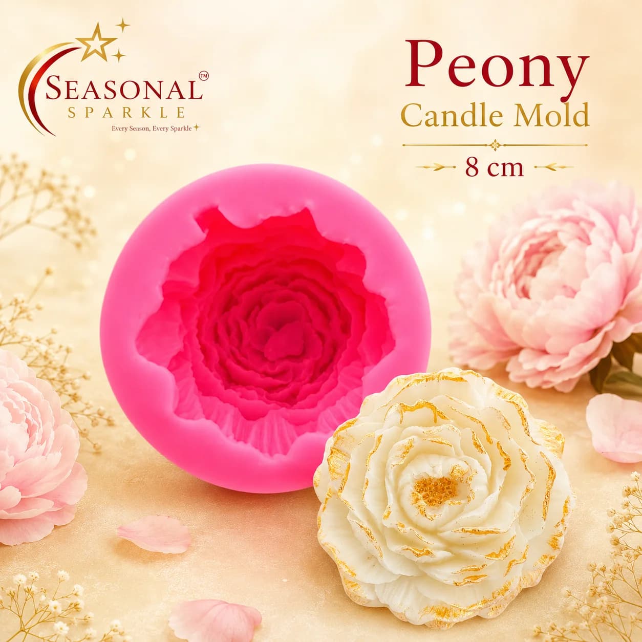 Peony Flower Candle Mould (8cm)