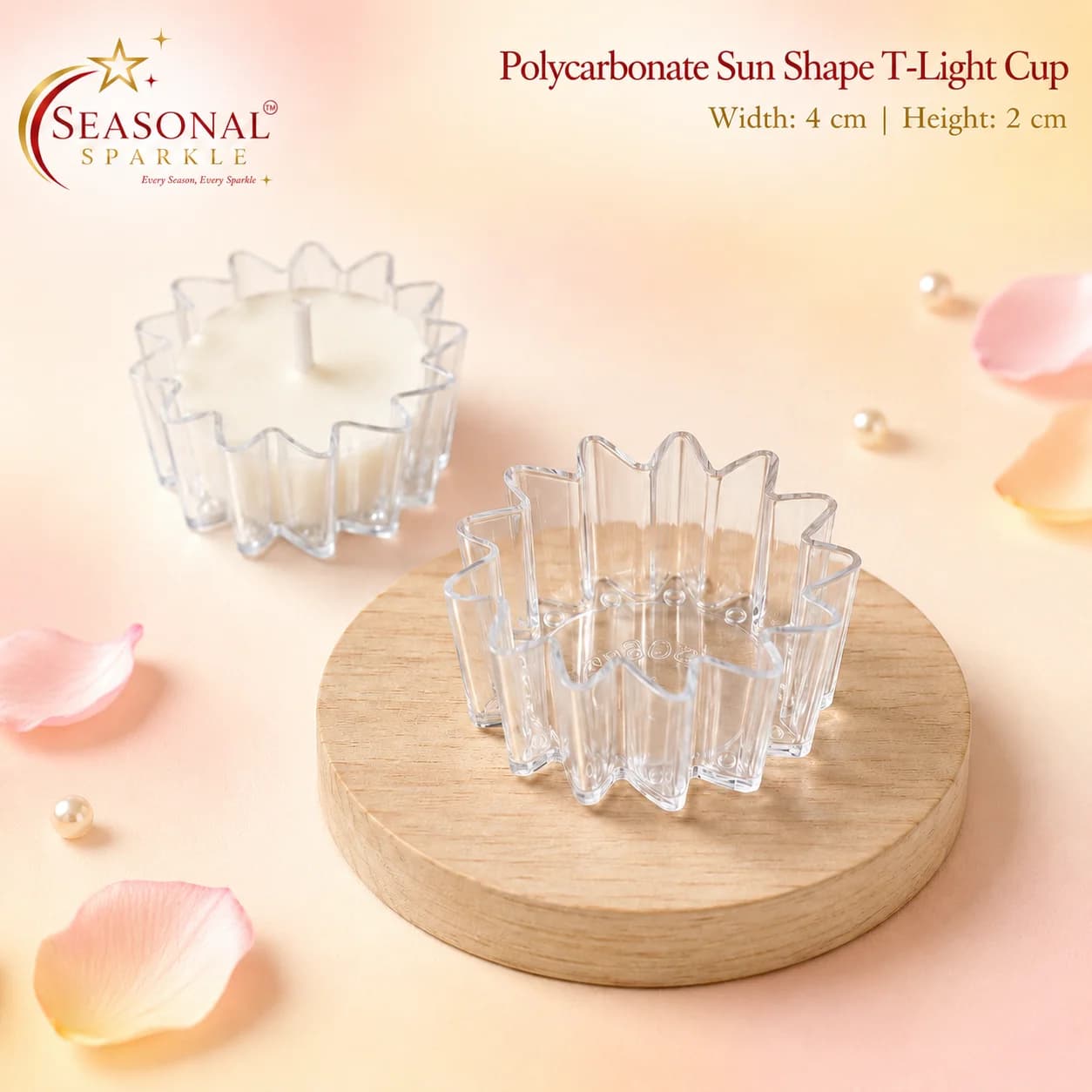 Polycarbonate Sun Shape T-Light Cup (4cm)