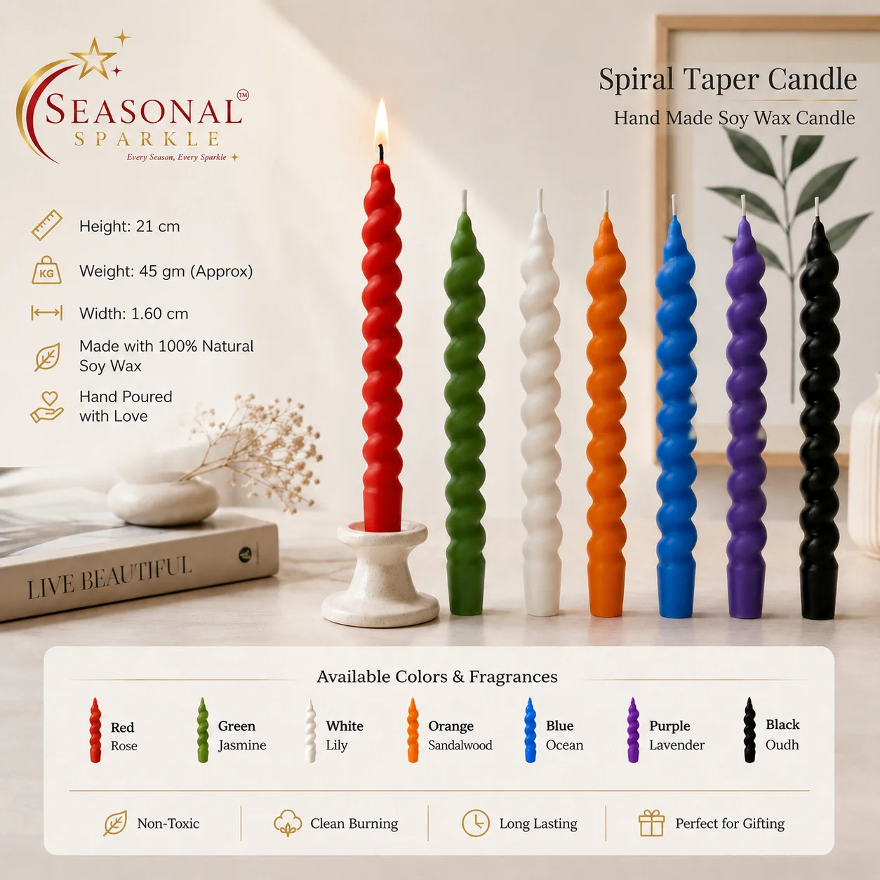 Spiral Taper Candle (set of 2)