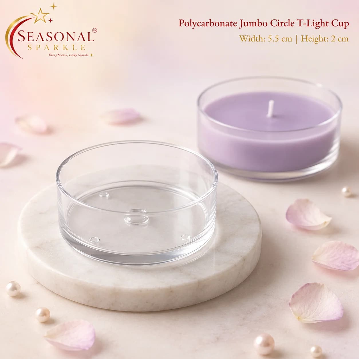 Polycarbonate Jumbo Circle T-Light Cup (5.5cm)