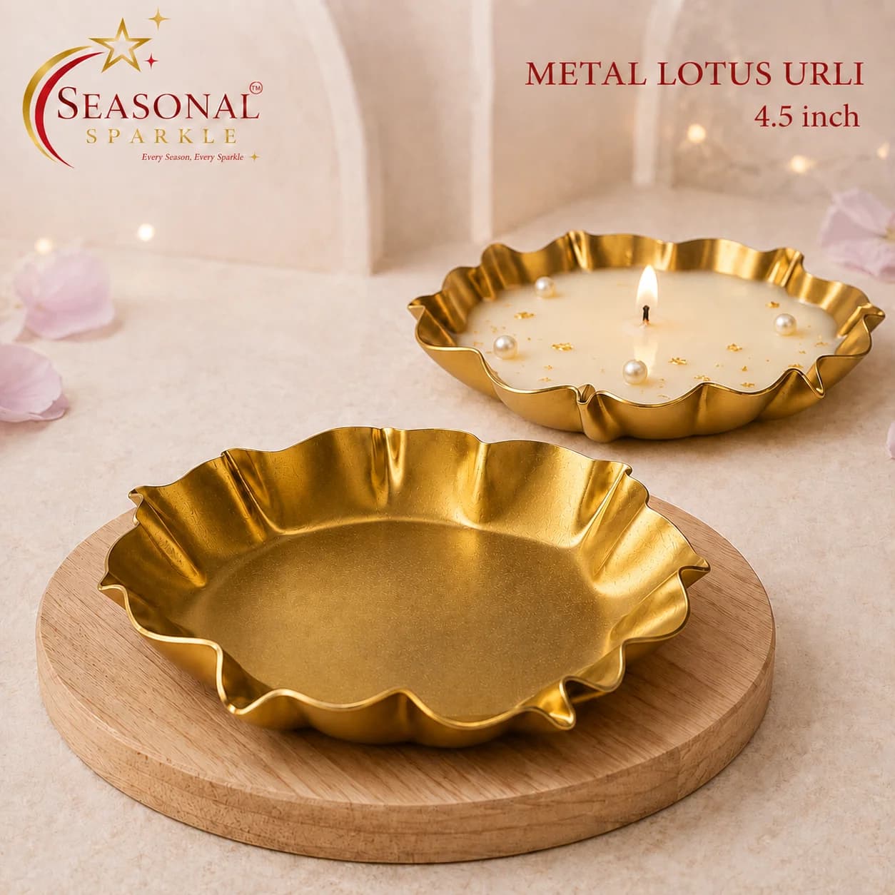 Metal Lotus Urli (4.5 Inch) (moq 2 pcs)