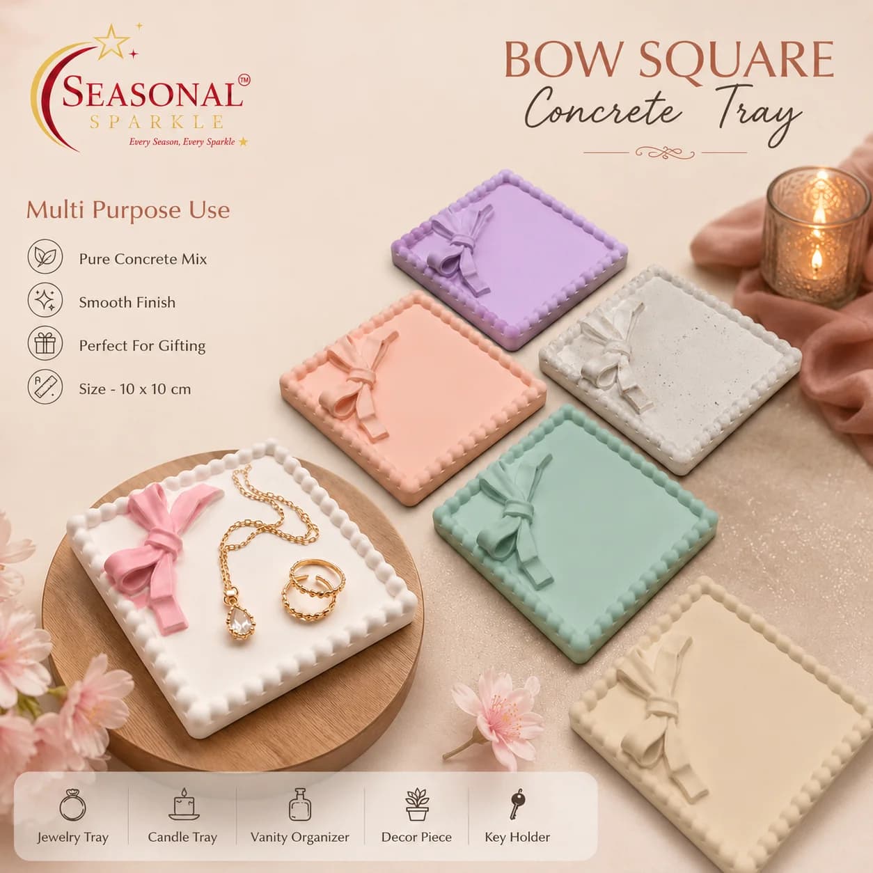 Bow Square Multi-Purpose Concrete Vessel (moq 5 pcs)
