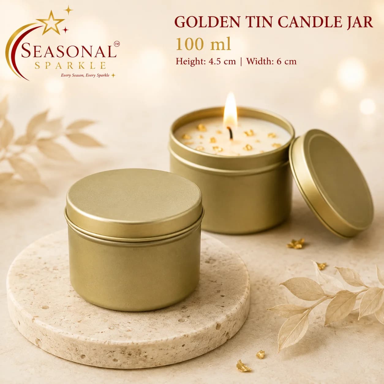 Golden Tin Candle Jar (100ml)