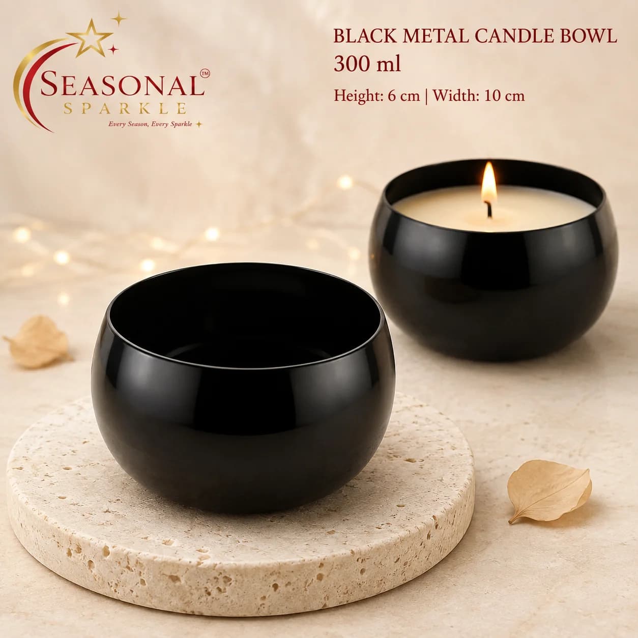 Black Metal Candle Bowl (300ml) (moq 2 pcs)