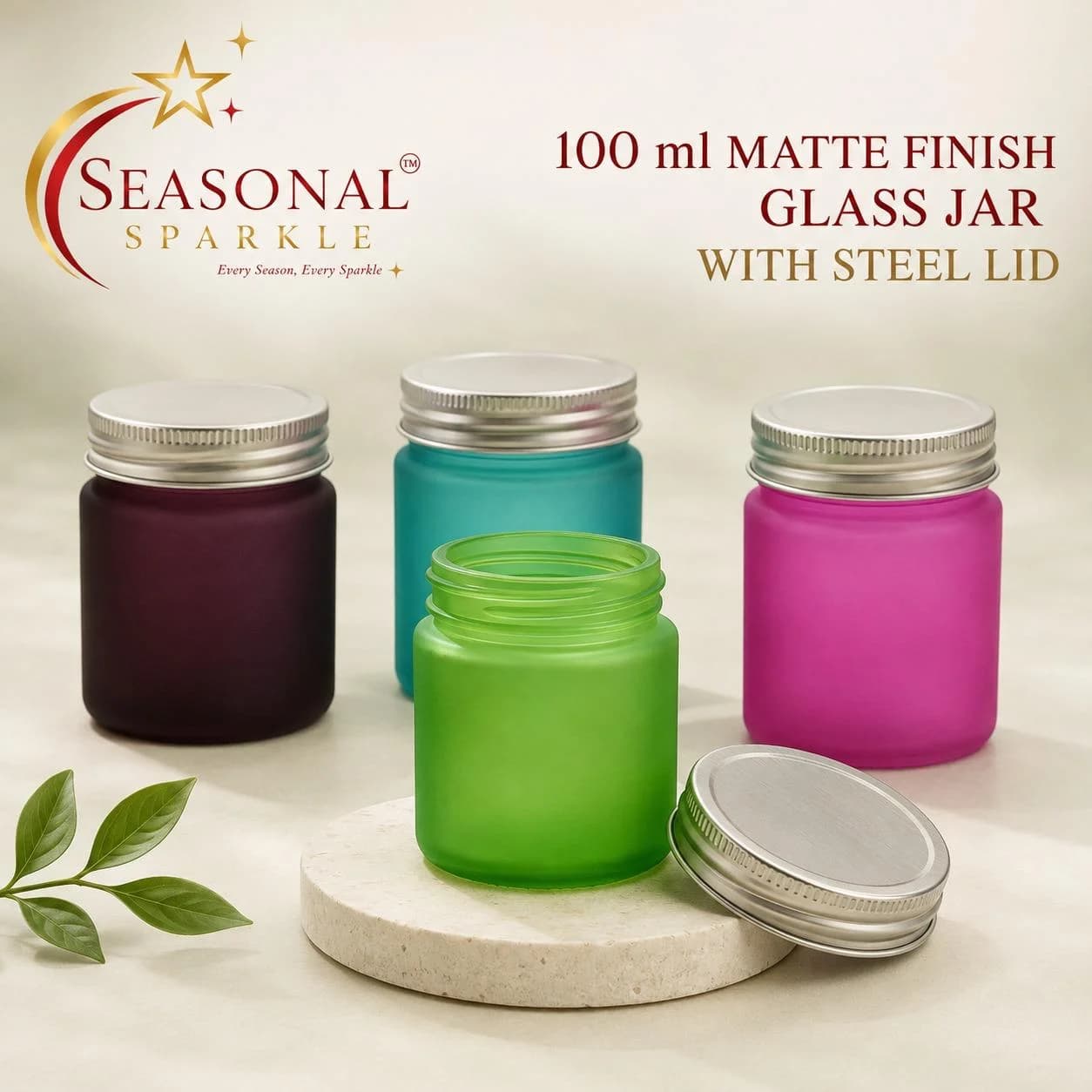 100ml Matte Finish Glass Jar with Steel Lid (moq 6 pcs)