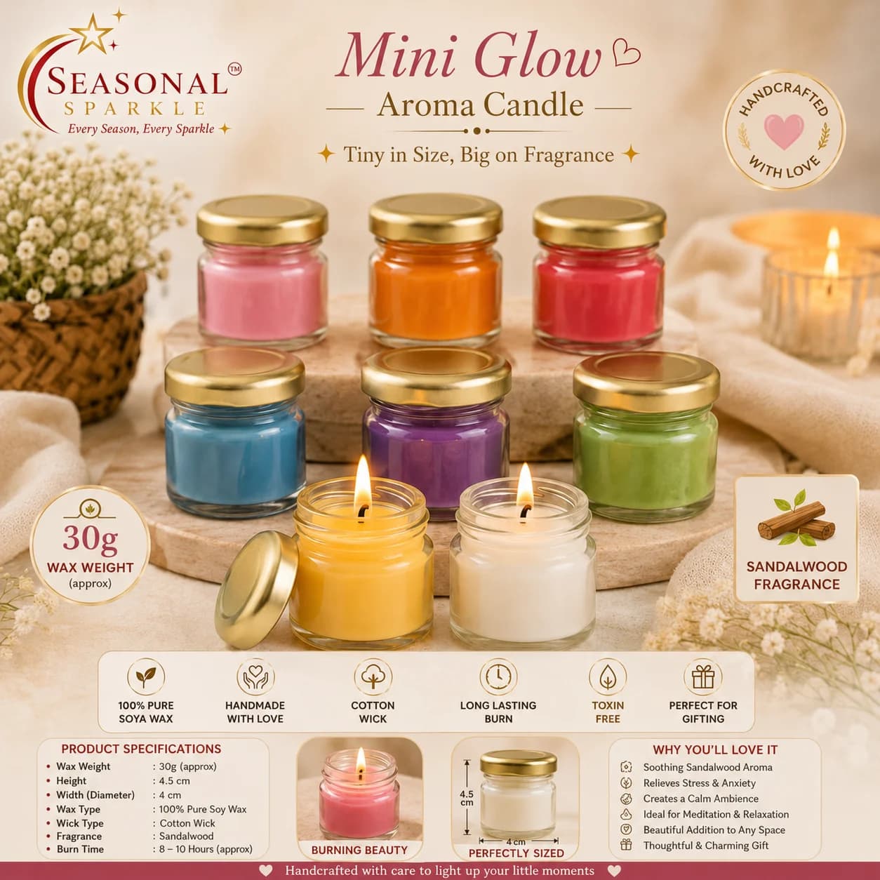 Mini Glow Aroma Candle (set of 4)