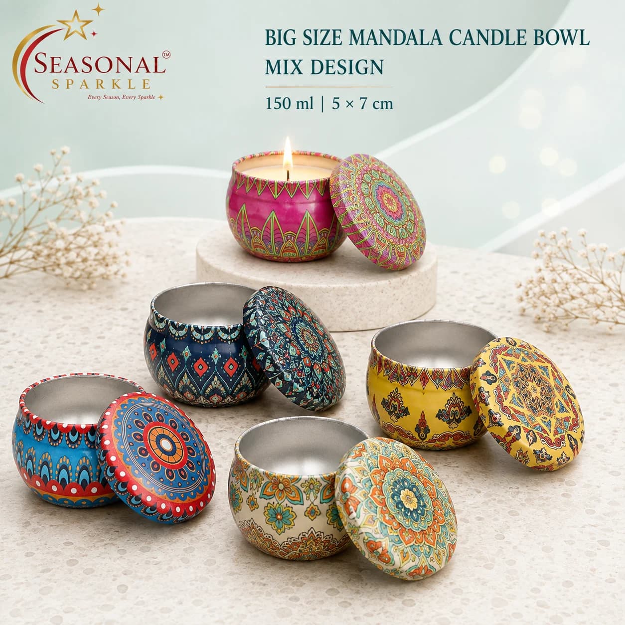Mandala Candle Bowl - Big Size (150ml) (moq 2 pcs)