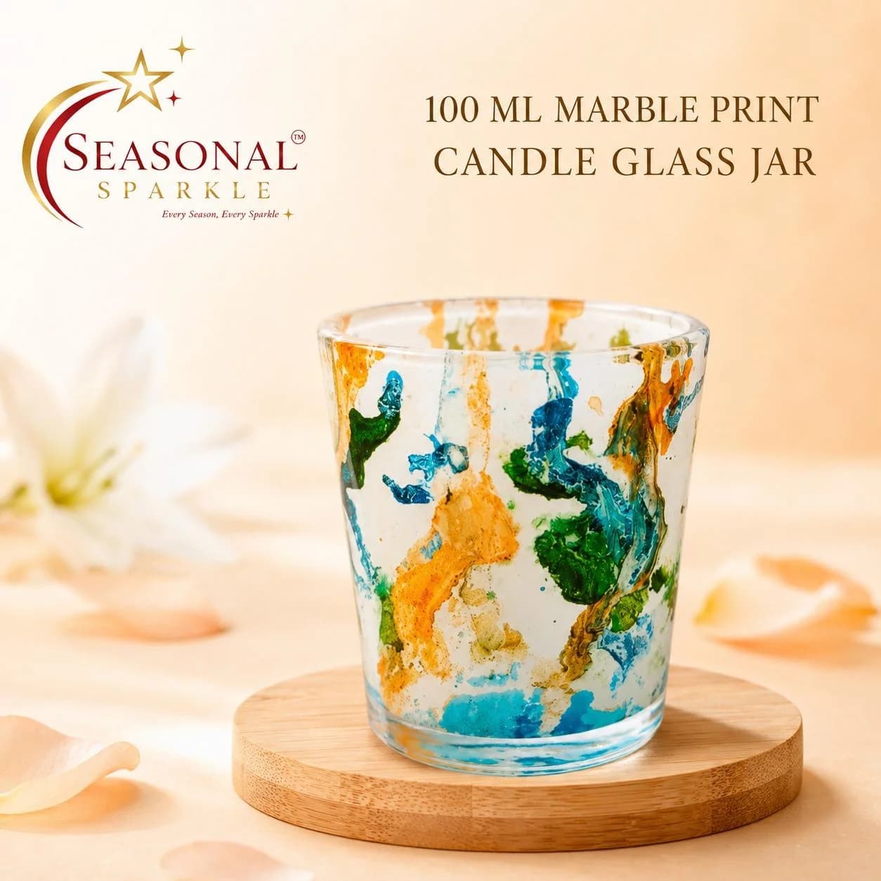 100ml Marble Print Candle Glass Jar (moq 4 pcs)