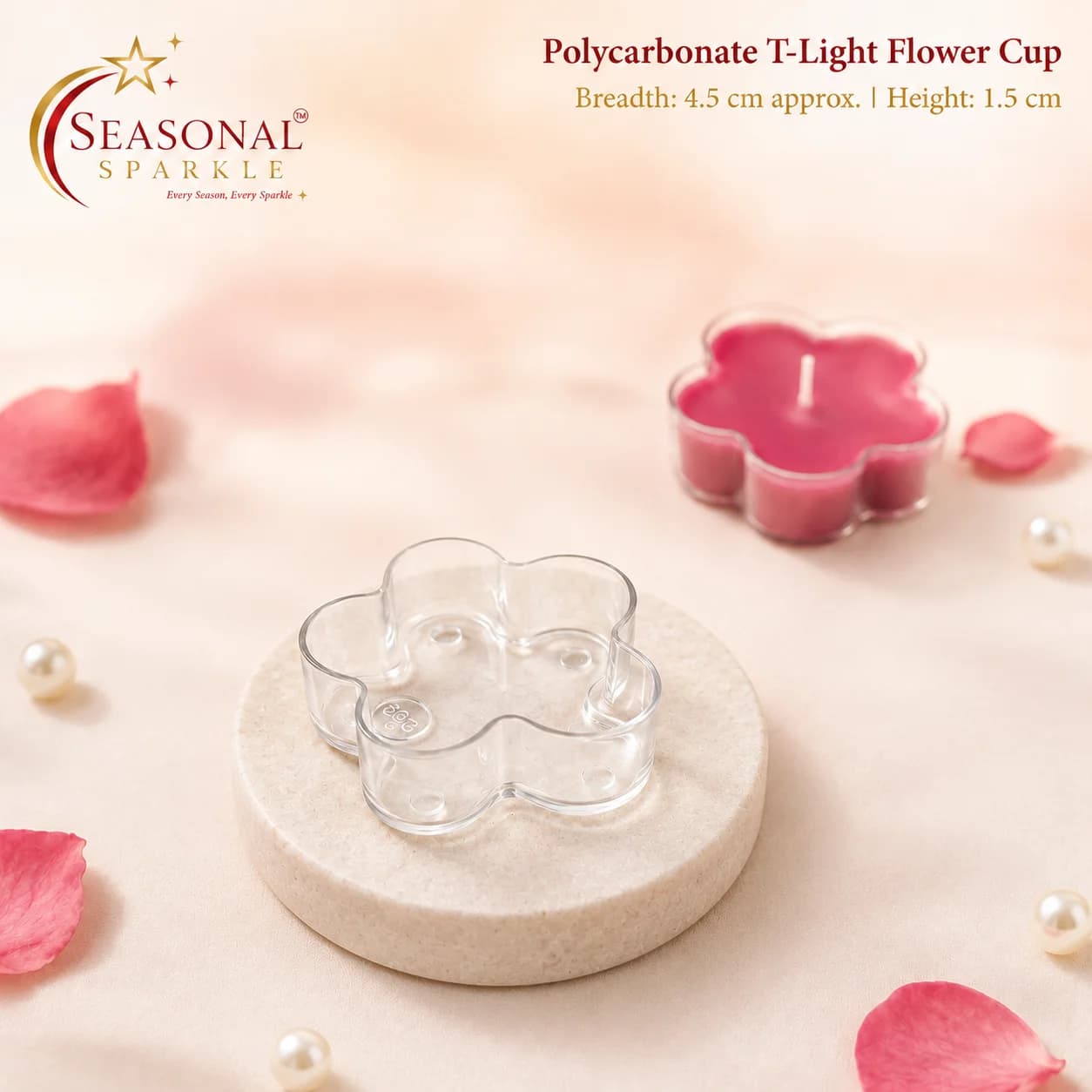 Polycarbonate Flower T-Light Cup (4.5cm)