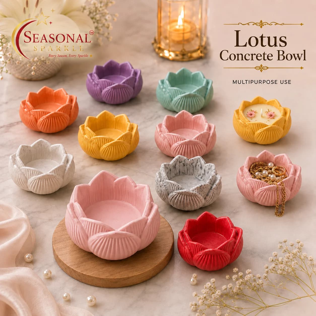 Lotus Multipurpose Concrete Bowl (moq 5 pcs)