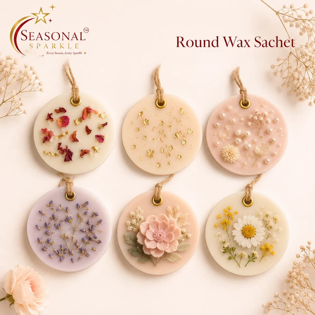 Round Floral Wax Sachet