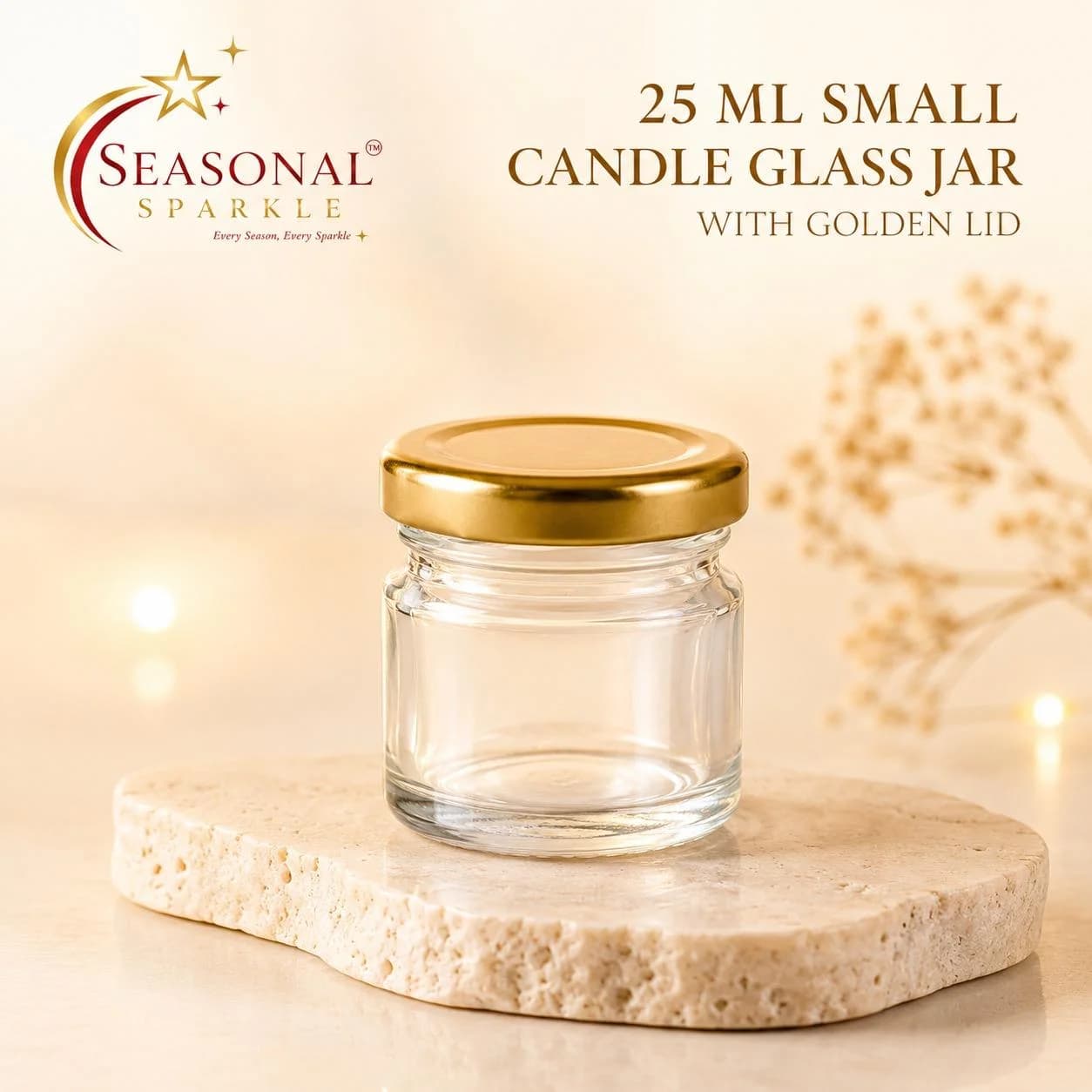 25ml Small Candle Glass Jar with Golden Lid (moq 12 pcs)