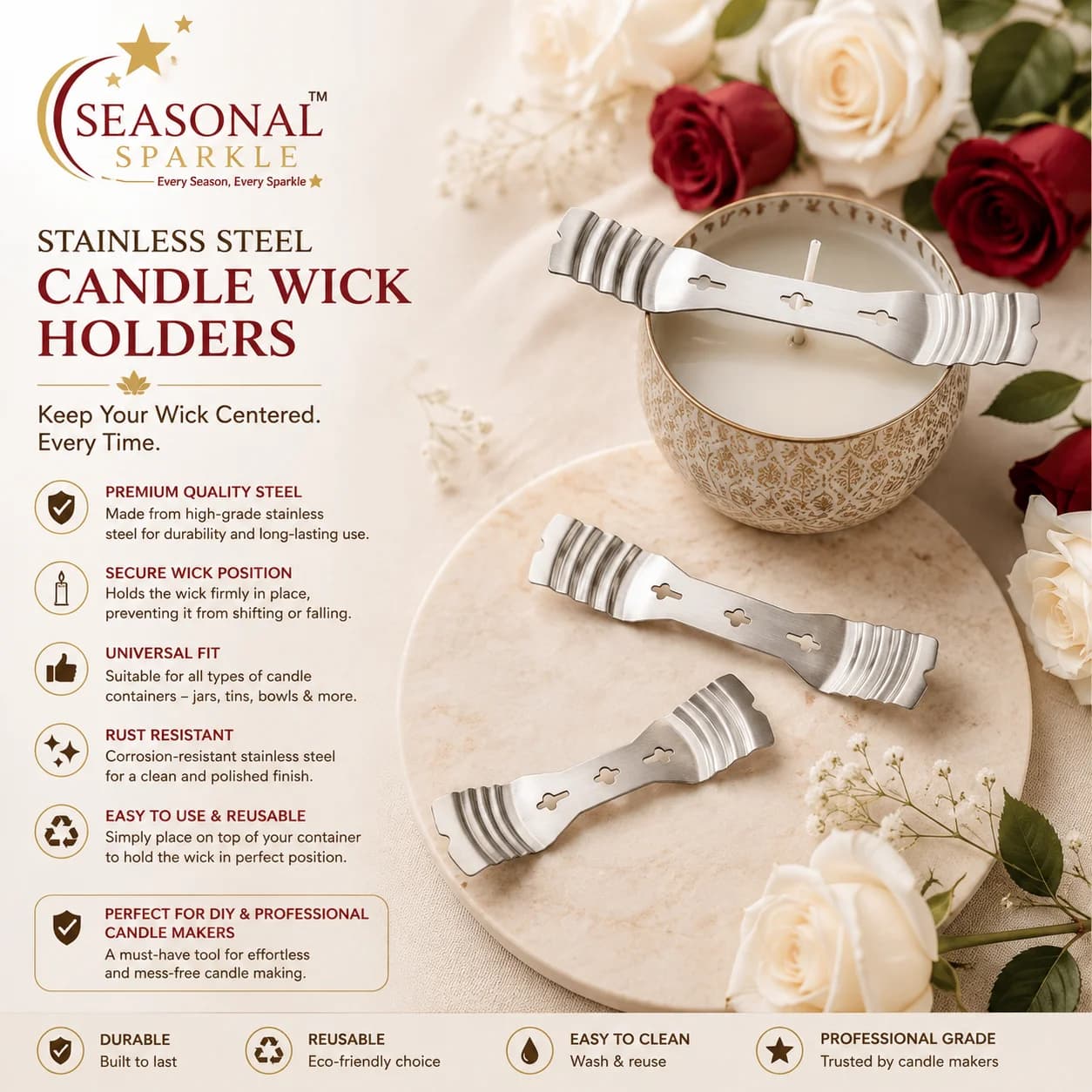 Stainless Steel Candle Wick Centering Holder
