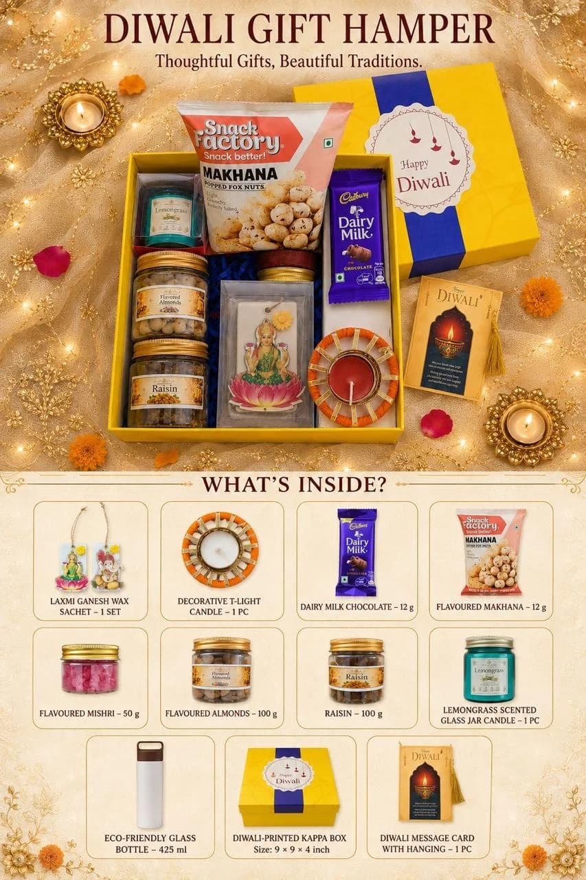 Diwali Gift Hamper – Lemongrass Candle & Dry Fruits