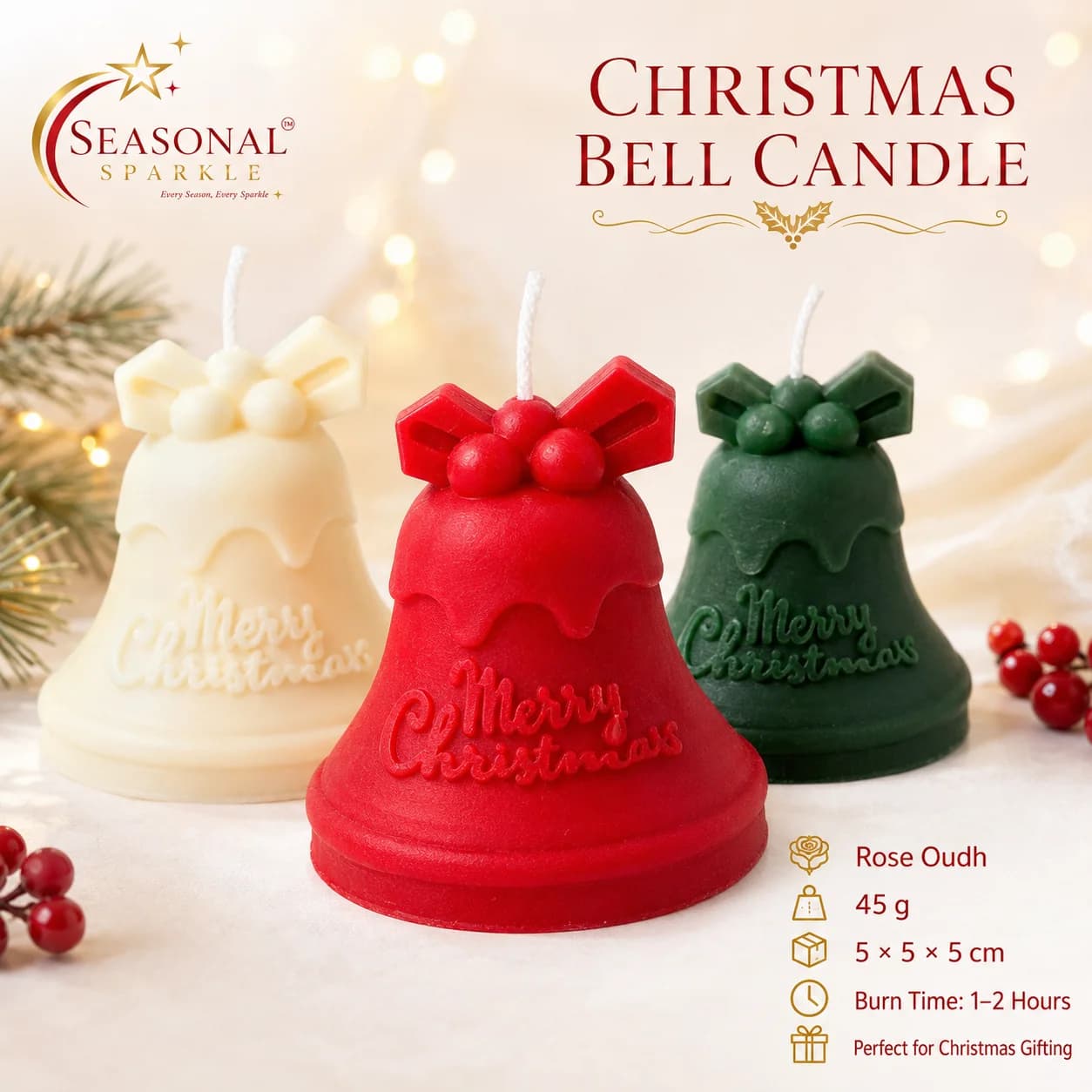 Christmas Bell Candle (set of 2)