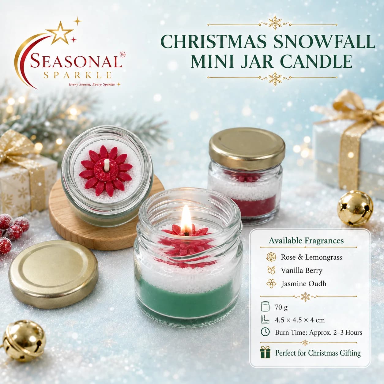 Christmas Snowfall Mini Jar Candle (set of 4)